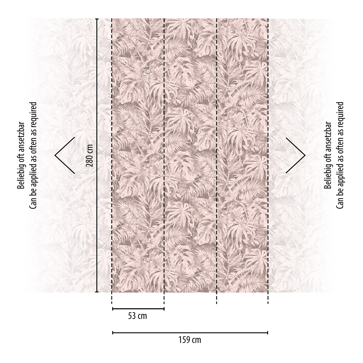 Papier peint panoramique Feuille Exotique Palma rose pâle - Cosmoliving d'A.S. Création REGLE | Réf. AS-791457