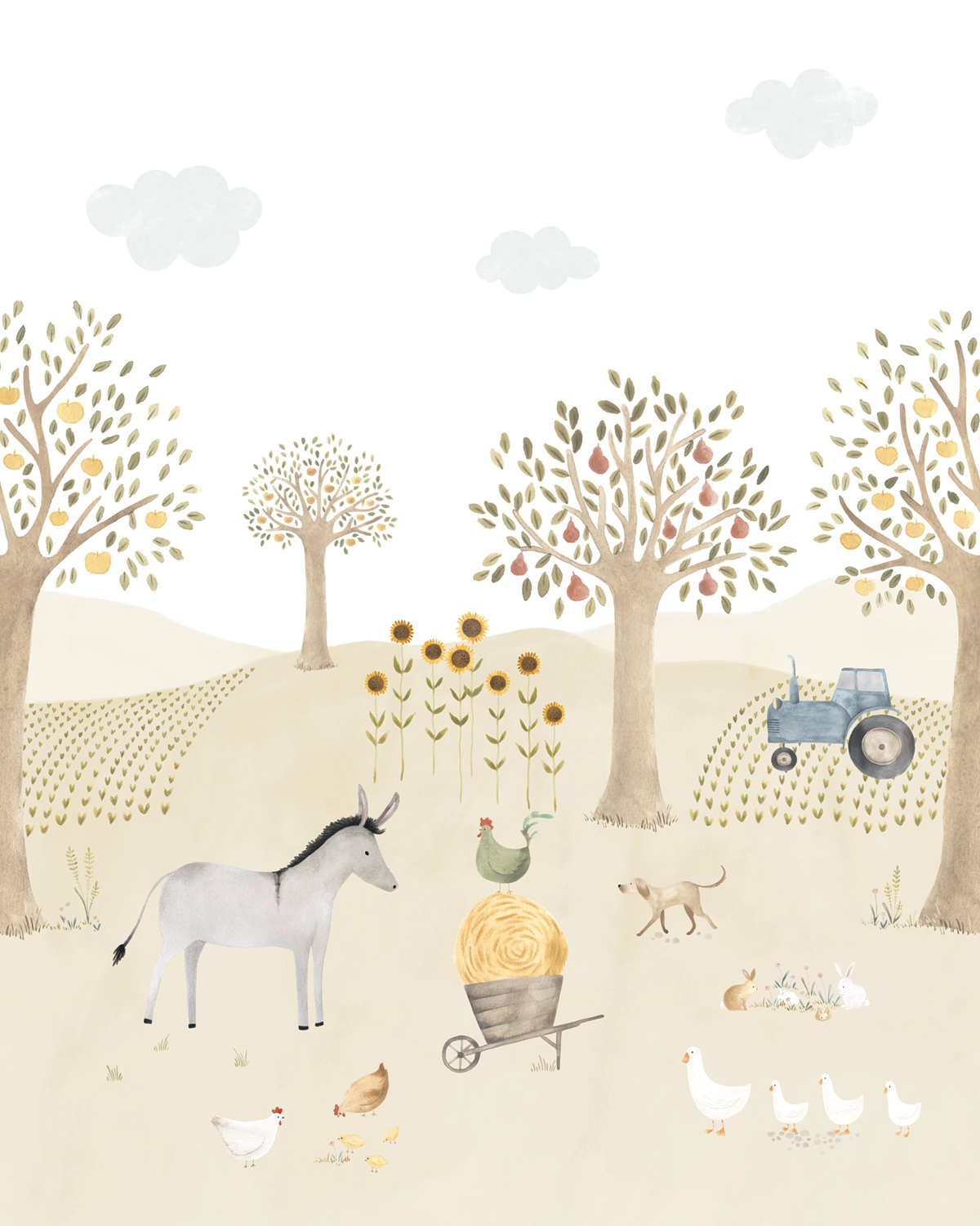 Papier peint panoramique Animaux de la Ferme Ane S 200x250 - Once Upon A Time de Casadéco | Réf. OUAT88347105