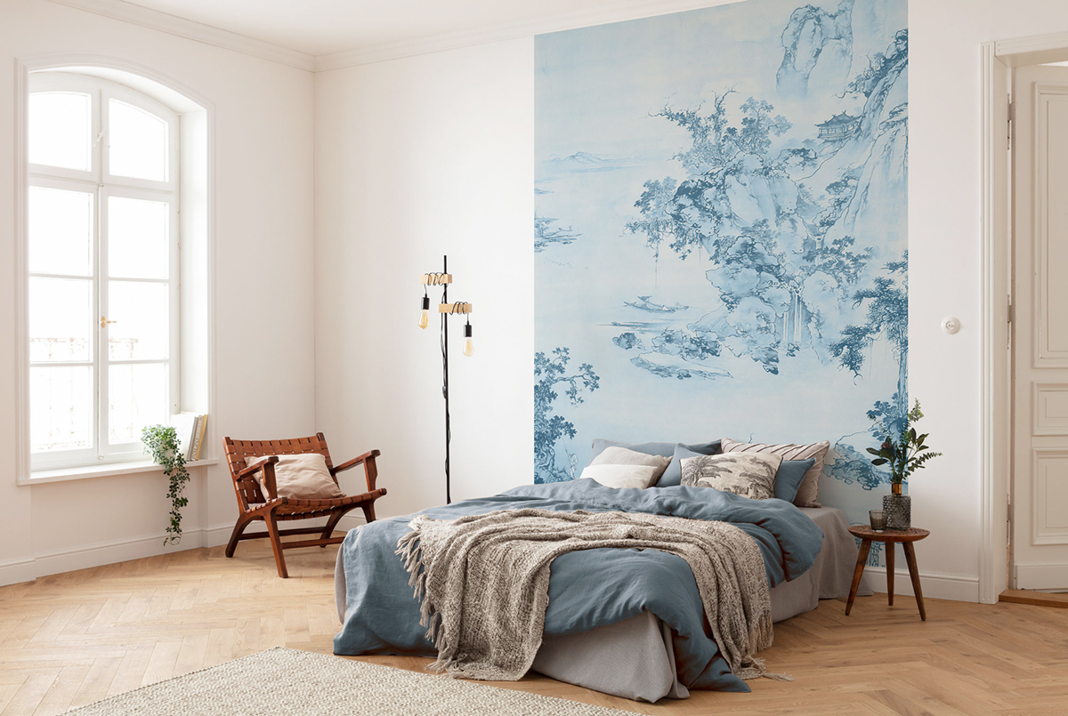 Papier peint japonais panoramique Blue China - Papier peint Komar RAW