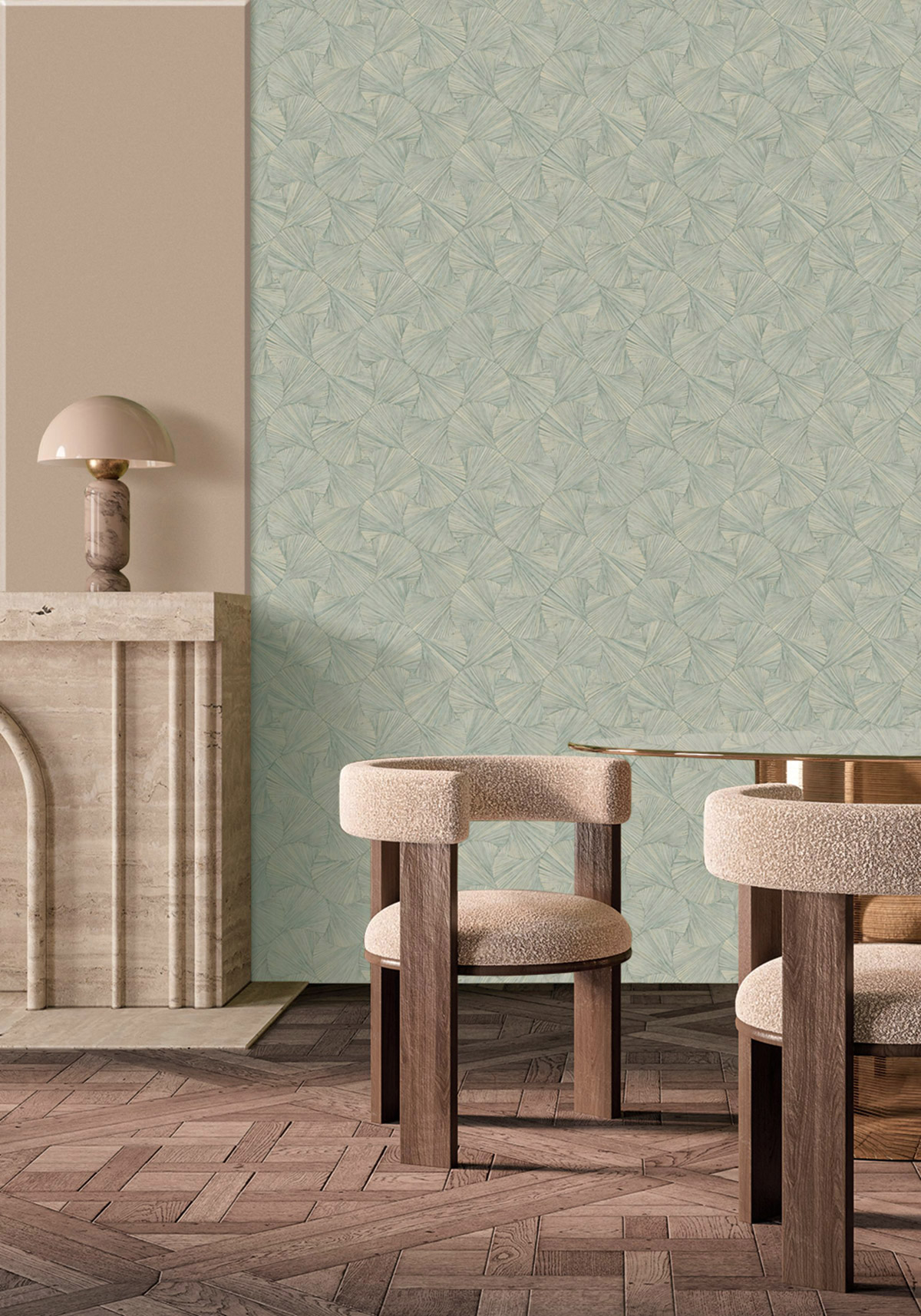 Papier peint Ecaille Végétale Lombok opaline - Nature Précieuse de Casamance AMB6| Réf. CAS-B75322344