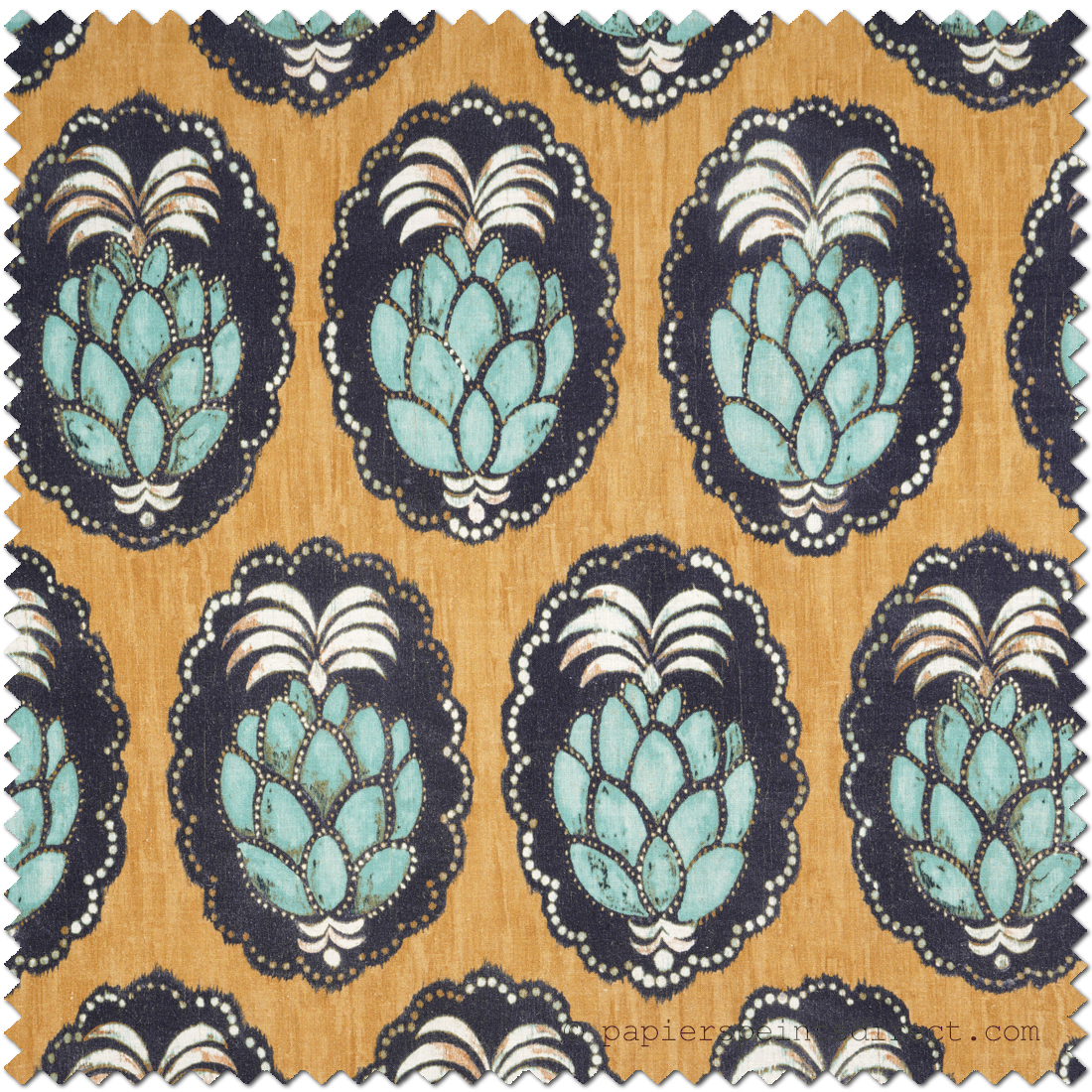 Tissu tropical Ananas Pina Jaune - Cuba de Casadéco | Réf. CBBA84472454