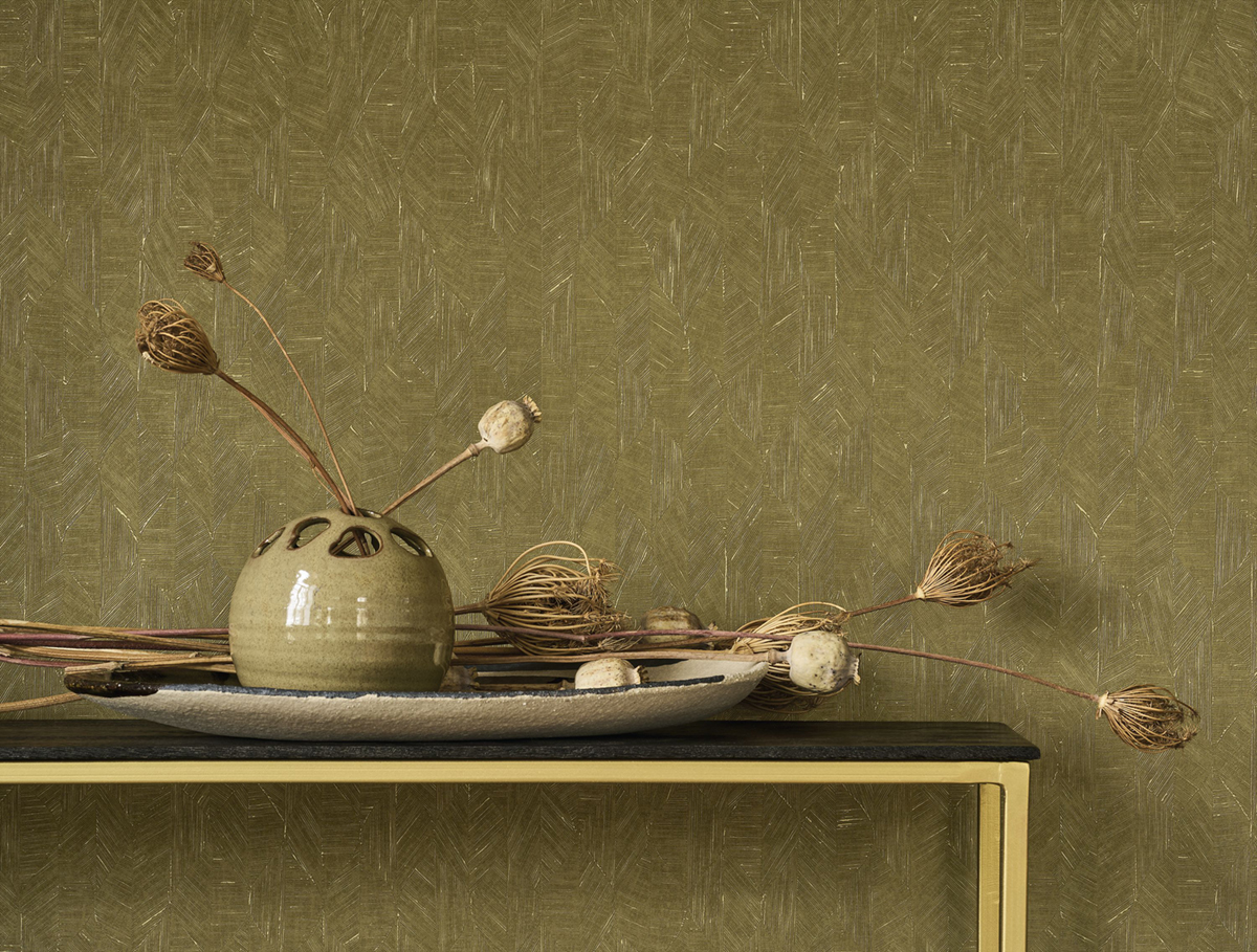 Papier peint Feuille Art Déco Tarrazu kaki - Vegetals de Casadéco AMB4| Réf. VEGE201277667