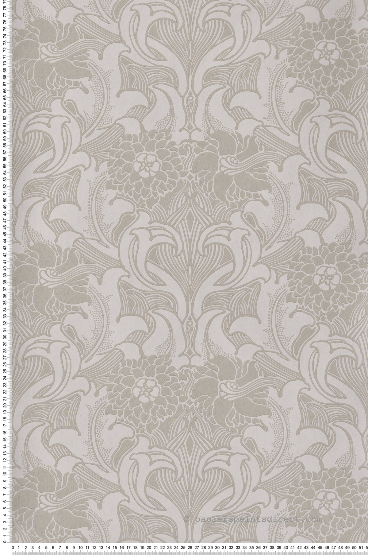 Papier peint Médaillon Dahlia Scroll French Grey - National Trust Papers 3 de Little Greene | Réf. 0263DAFRENC