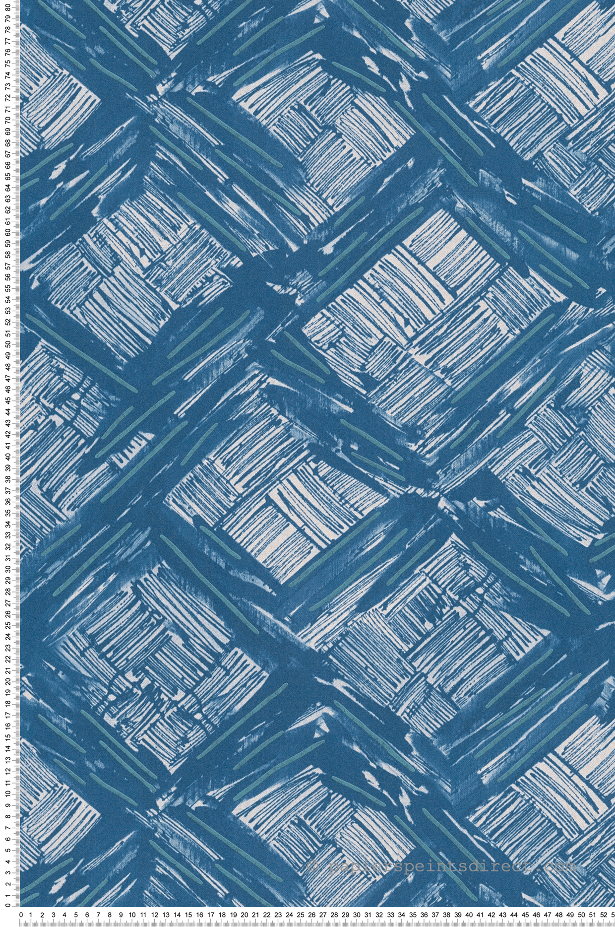 Papier peint Croquis Tissage Boho bleu jean - Abaca de Lutèce | Réf. LTC-51232601