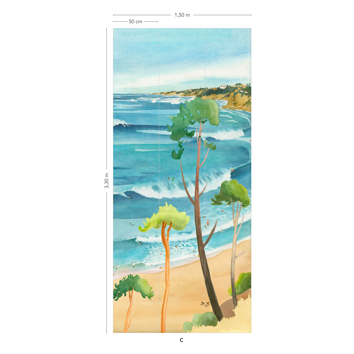 Papier peint panoramique Surf Landes C - 7/8/9 - Isidore Leroy