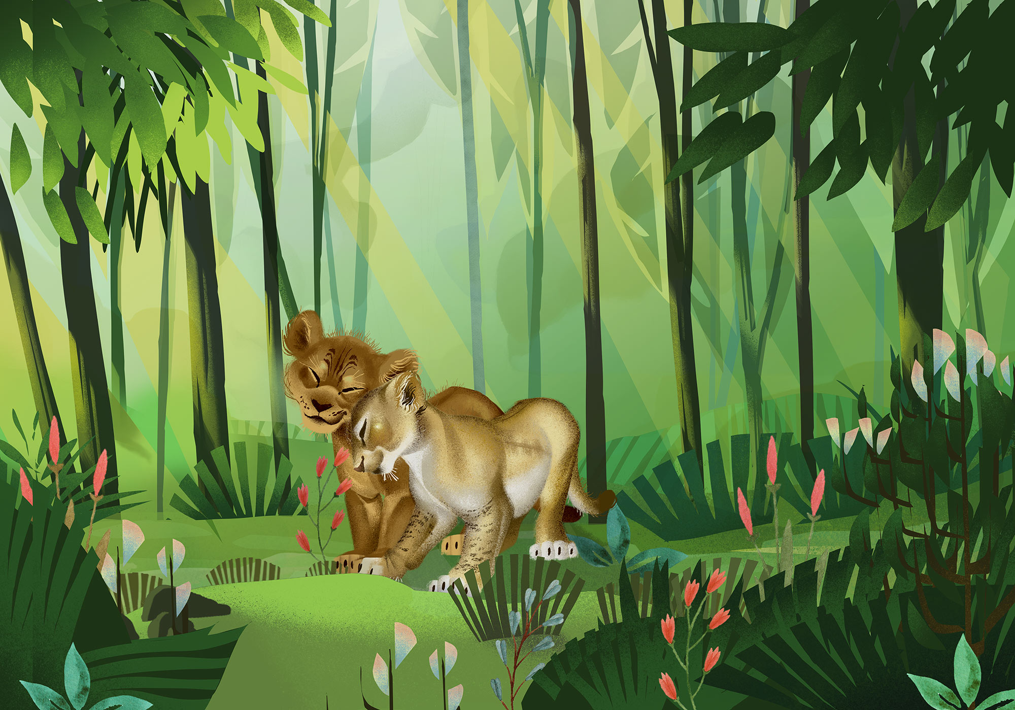 Papier peint enfant Disney jungle Roi Lion Love - Papier peint Panoramique Komar