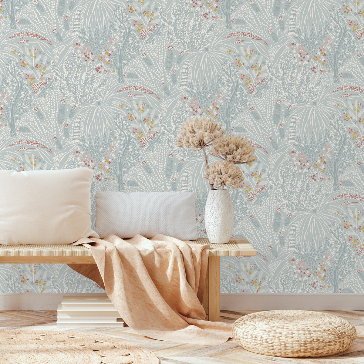 Papier peint Epi Floral bleu corail - Séjours & Chambres de Lutèce | Réf. LTC-51224809