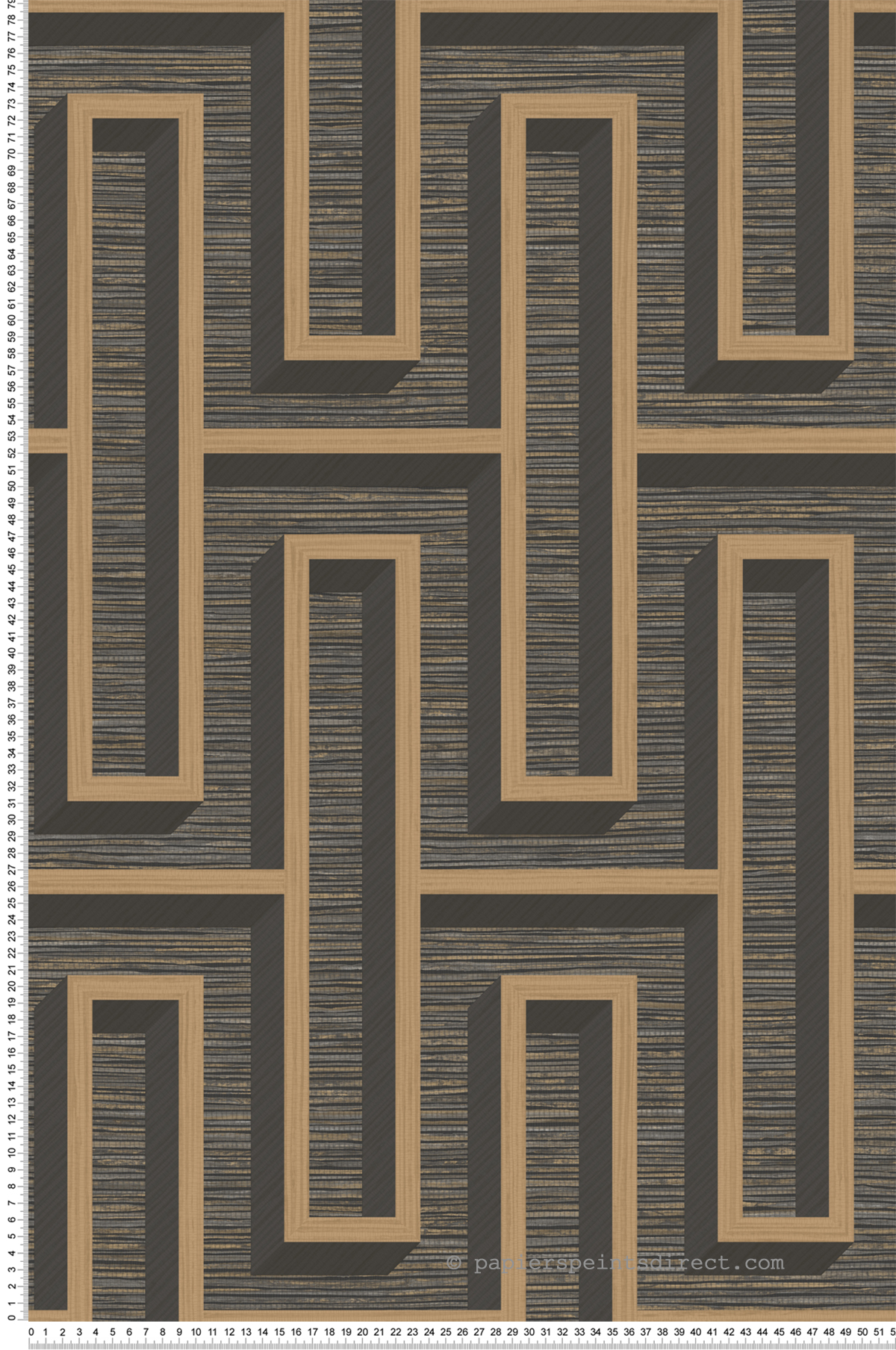 Papier peint Labyrinthe Paille Henley noir doré - Harry de Lutèce | Réf. LTC-DL26722