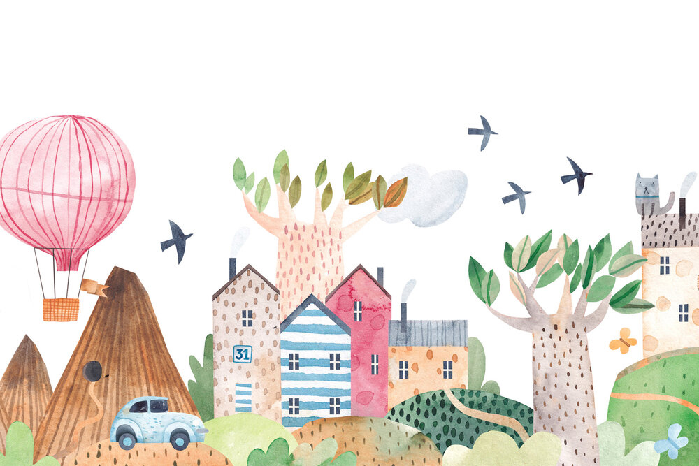 Papier peint panoramique Enfantin Village Coloré - Wall Love d'A.S. Création | Réf. DD129591