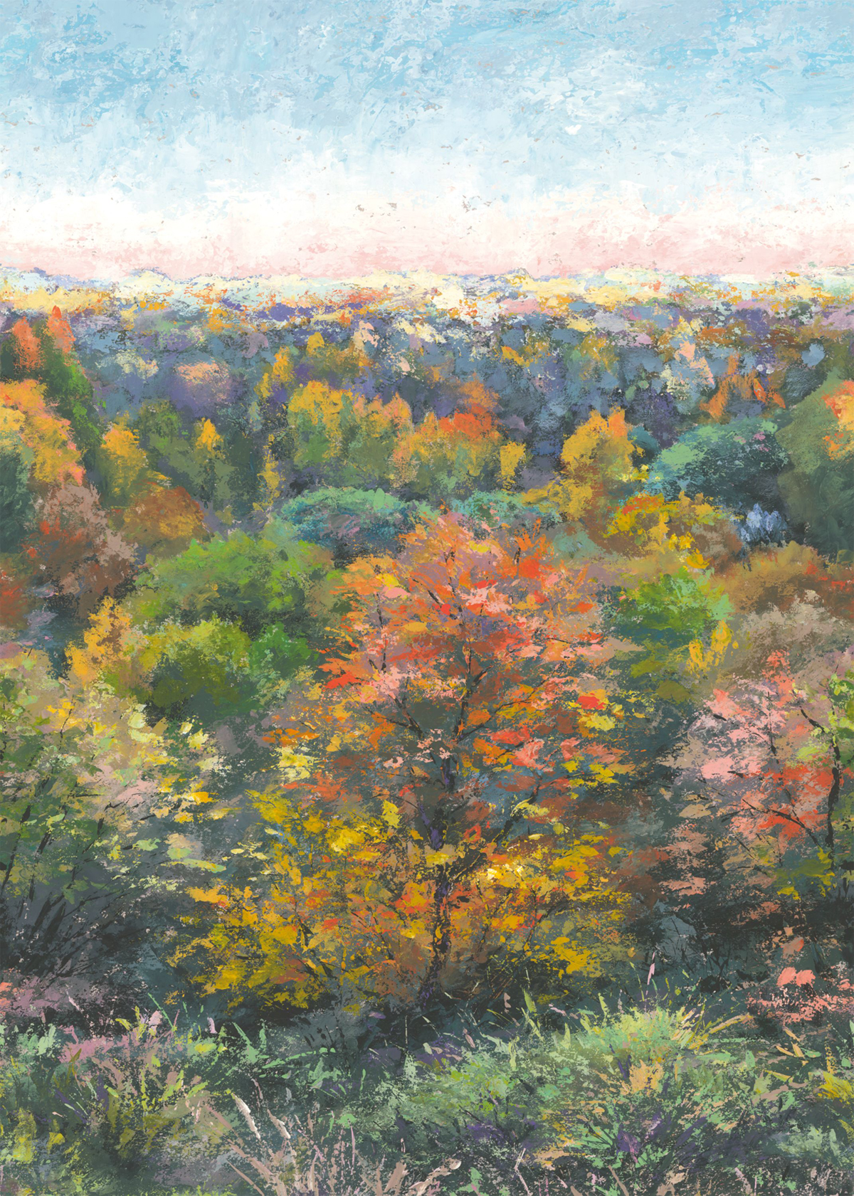 Papier peint panoramique Forêt Indian Summer M jaune orangé 200x280 - Wonderwalls de Casadéco | Réf. WDWS88973703
