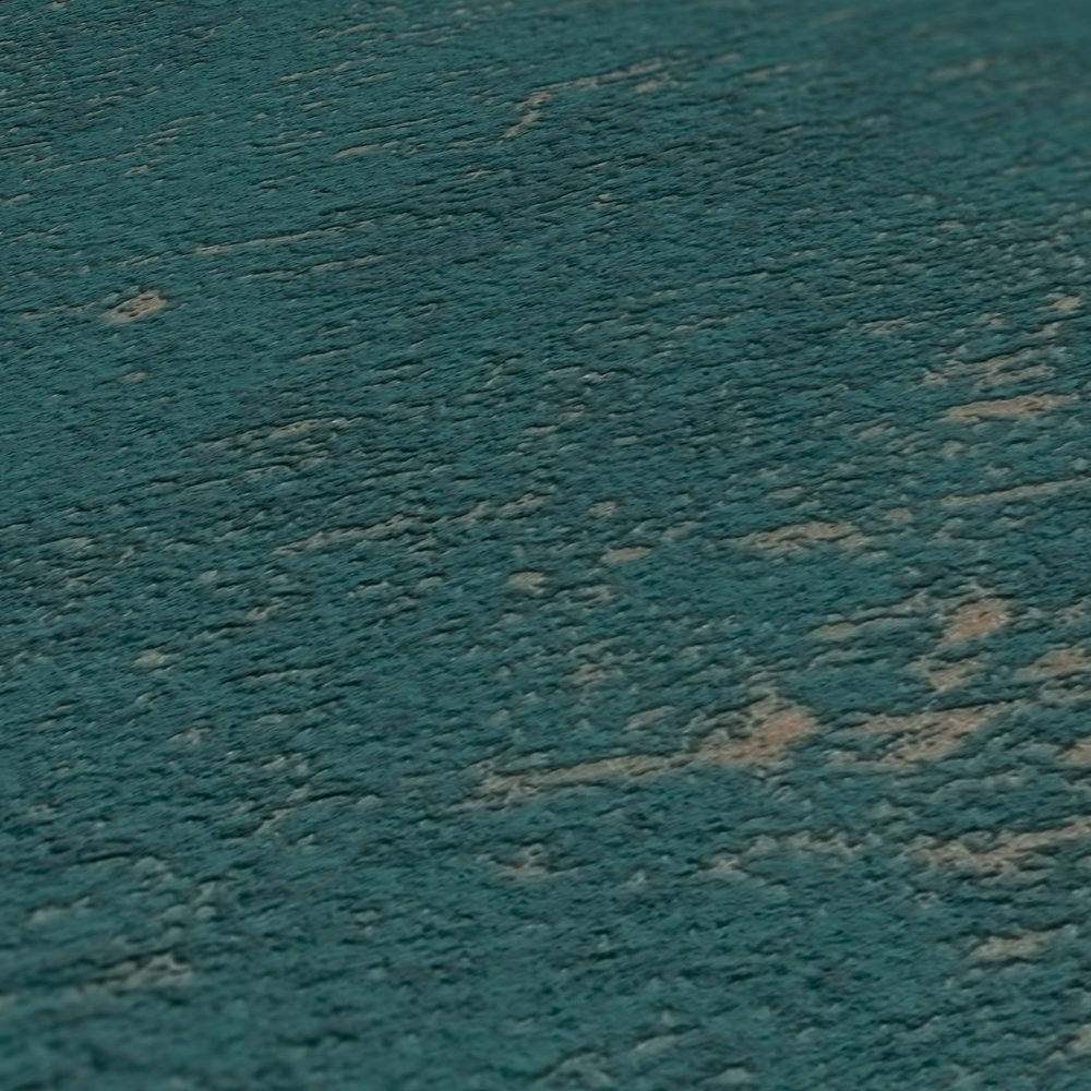 Papier peint Faux Uni Vintage bleu paon or cuivré - Jade 2 d'A.S. Création AMB6 | Réf. AS-395122