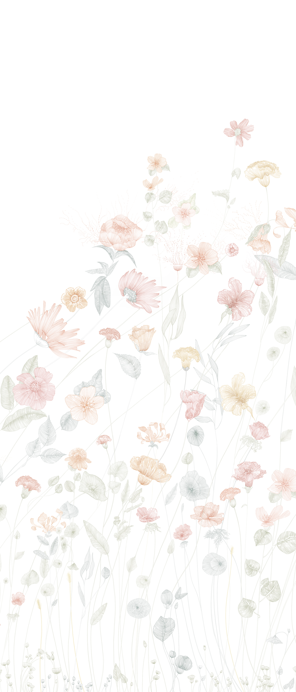 Papier peint panoramique Fleurs Prairie Pastel B - 4/5/6 - Isidore Leroy