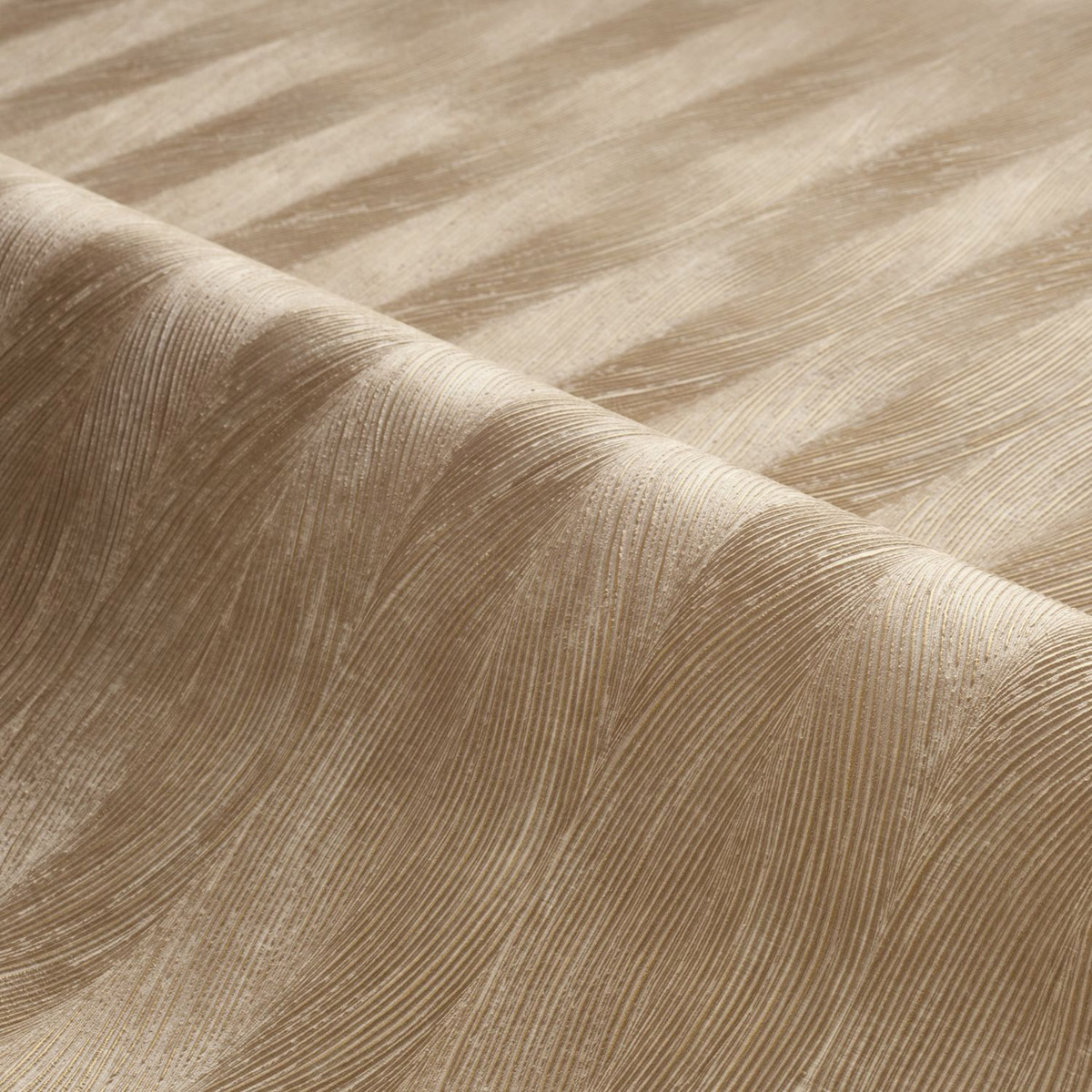 Papier peint Vagues Keramos marron glacé doré - Cérame de Casamance AMB3| Réf. CAS-76112854