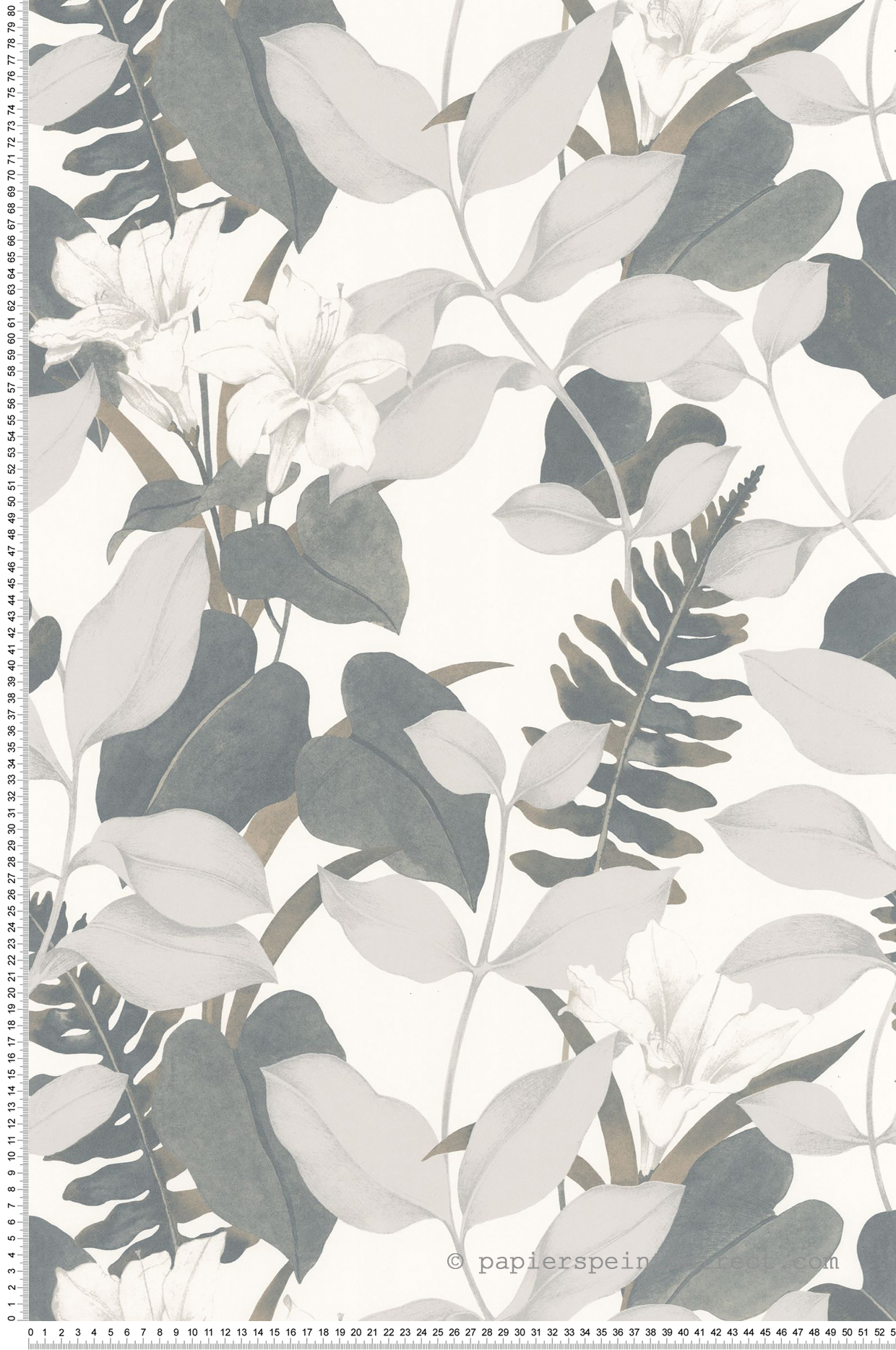 Papier peint Lys Feuille Royal Lily bleu cendré argenté - Soliflore de Casadéco | Réf. SOLI200266666