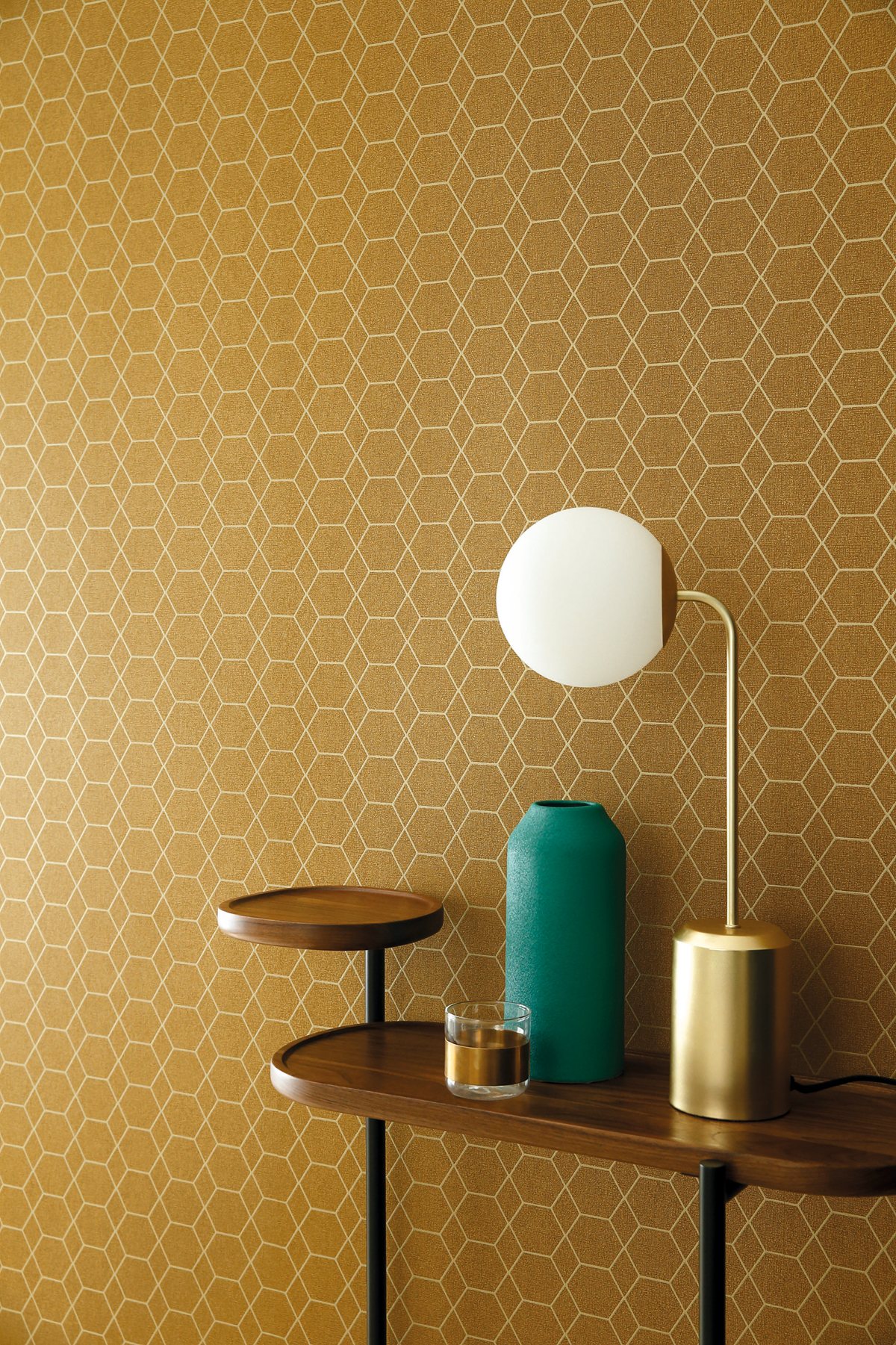 Papier peint Géométrique Hexagone Pytheas or  - Delta de Casamance | Réf. CAS-A72152856