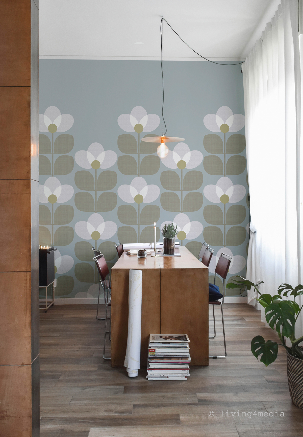 Papier peint panoramique Flower Graphique Neige A - 1/2/3 - Isidore Leroy