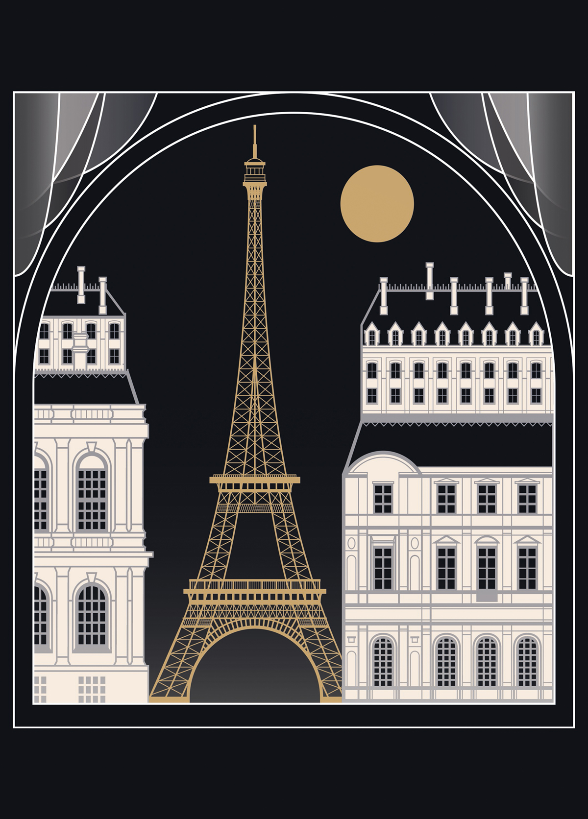 Papier peint Panoramique Tour Eiffel Paris BY NIGHT - Scarlett de Casélio | Réf. SRL100529899