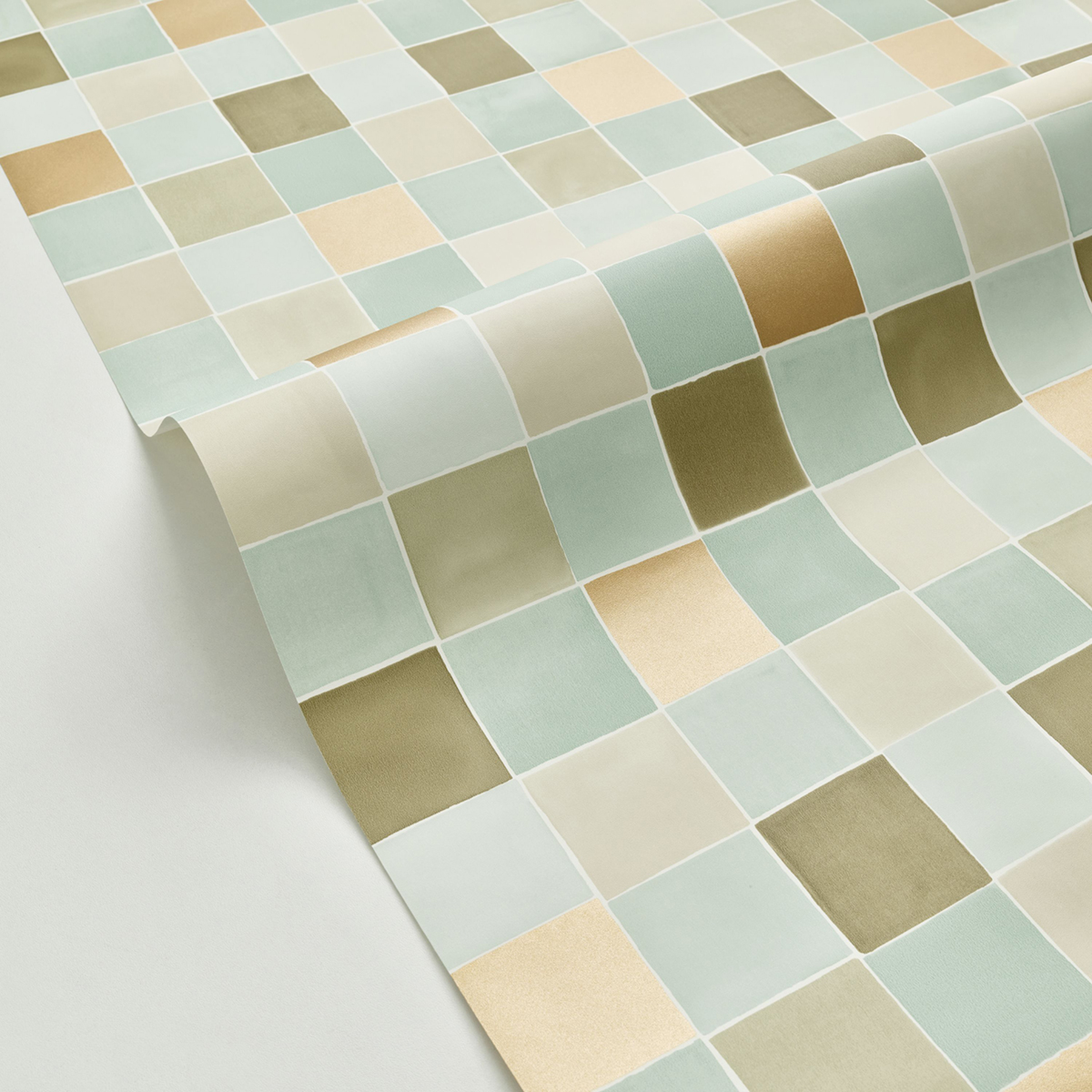 Papier peint Petit Carreau Play vert mordoré - Happy Therapy de Casélio | Réf. HTH104087735