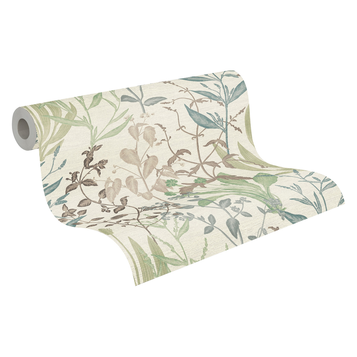 Papier peint Botanique Aquarelle Herbes vert amande - Vibes & Styles d'A.S. Création AMB7| Réf. AS-790092