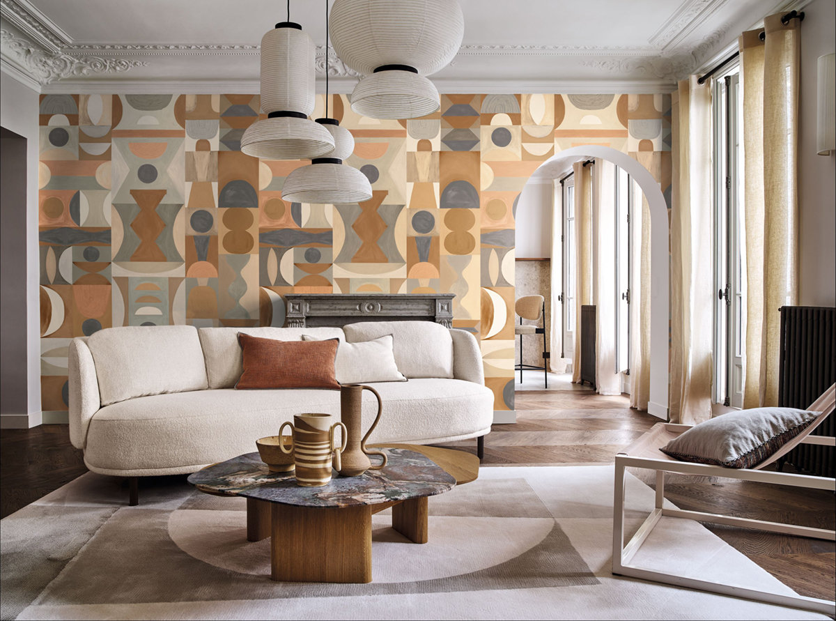 Papier peint Panoramique Ethnique Modelage camel et nude - Panoramas 2 de Casamance | Réf. CAS-A75564384