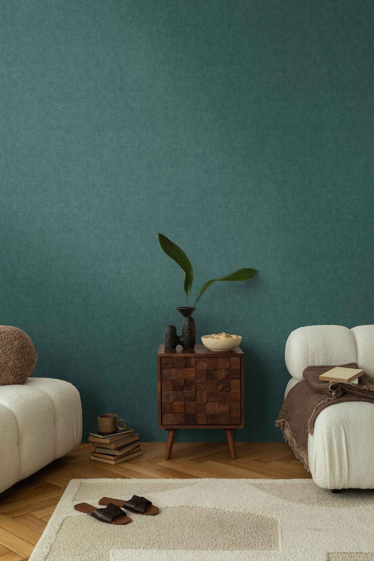 Papier peint Uni Béton émeraude métallisé - Cosmoliving d'A.S. Création AMB2 | Réf. AS-791103