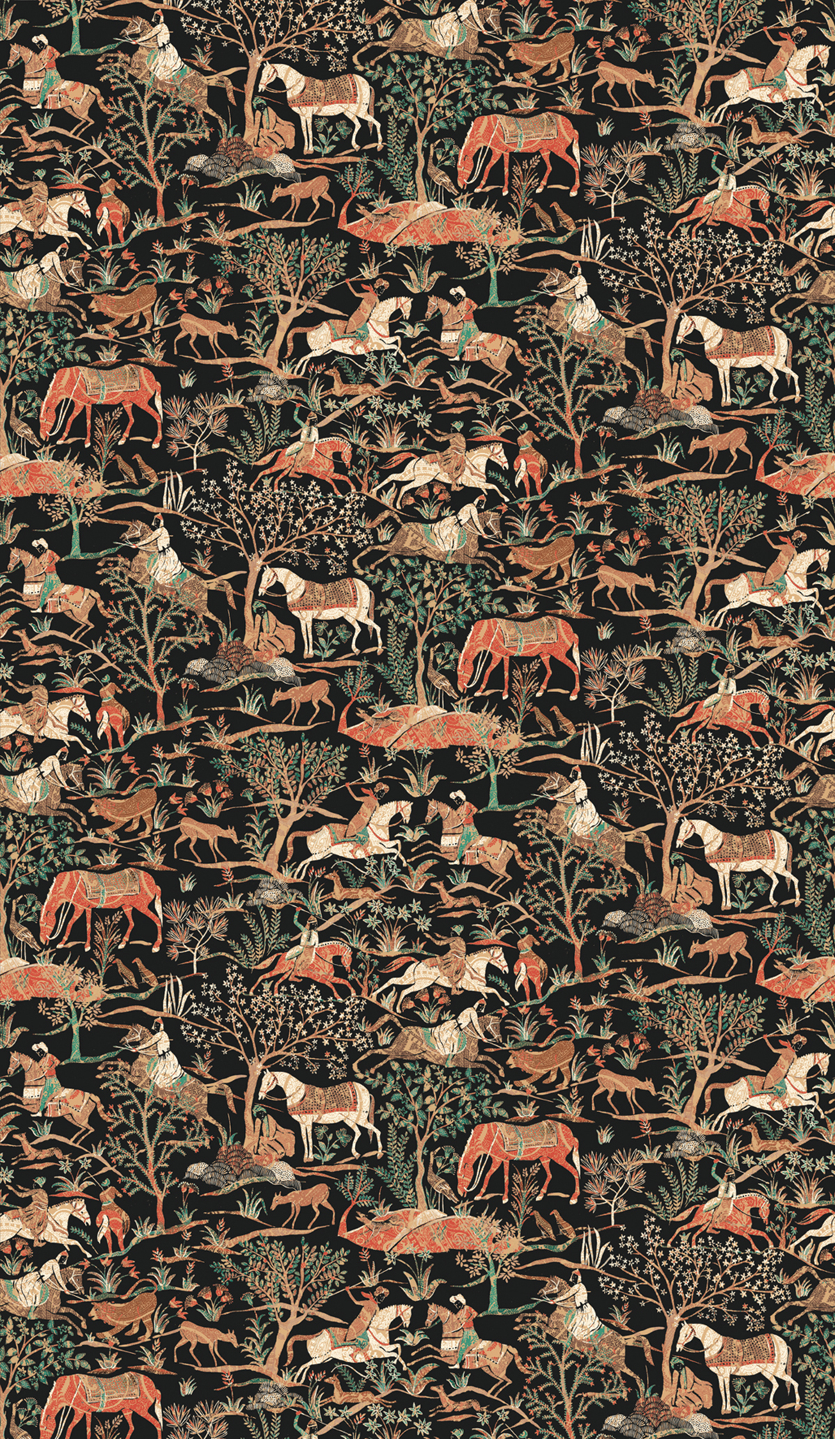 Papier peint panoramique Chevaux Cachemire Marwari corail - A et B H300 - Summer de Masureel | Réf. MAS-DGSUM102X