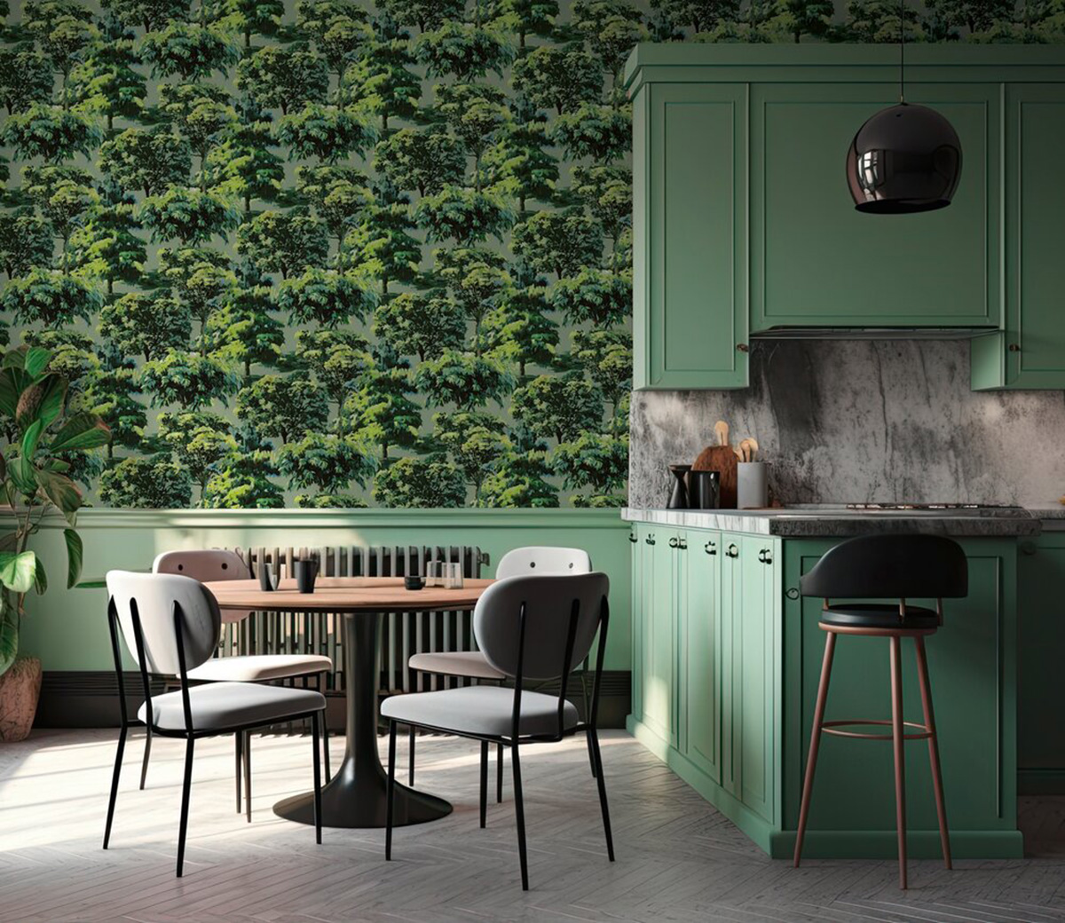 Papier peint Arbres Peinture vert - Pintwalls 3 d'A.S. Création | Réf. AS-791877