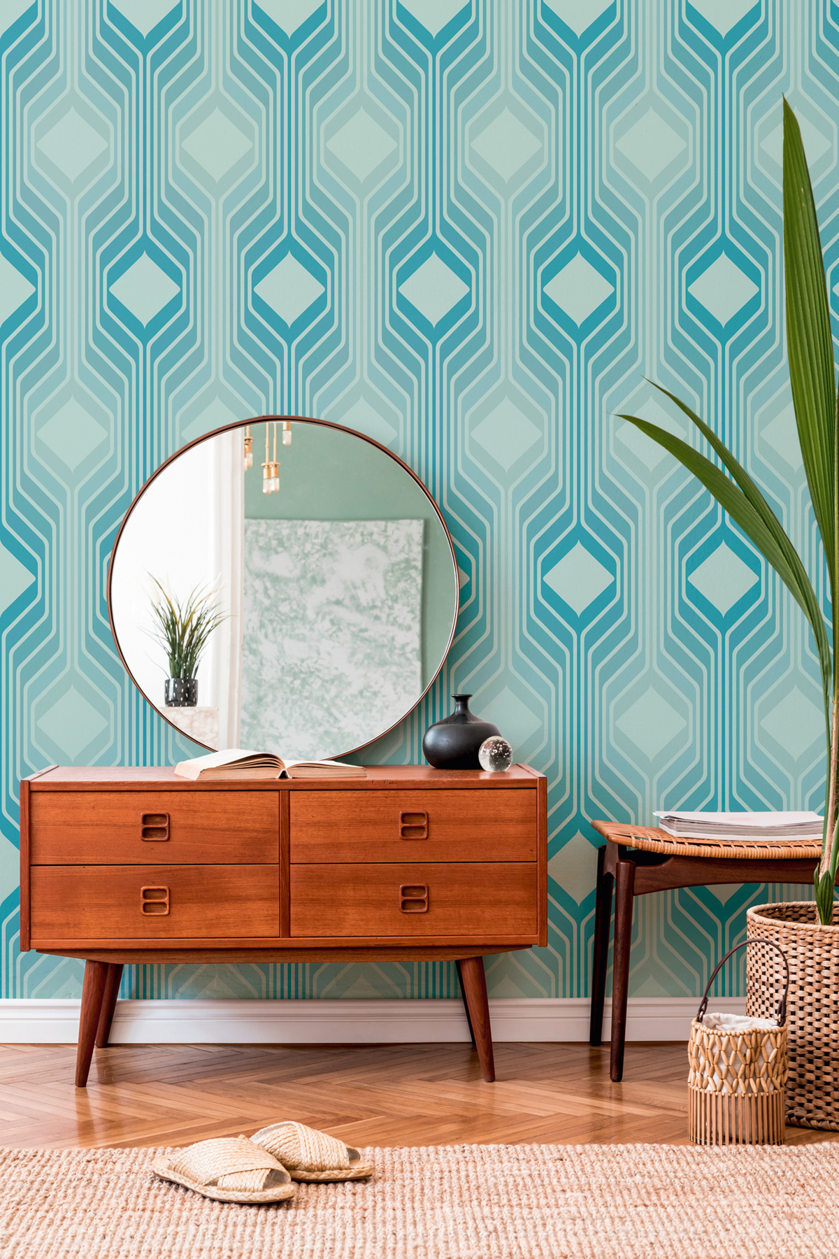 Papier peint Géométrique Années 70 bleu - Retro Chic d'A.S. Création AMB2 | Réf. AS-395321