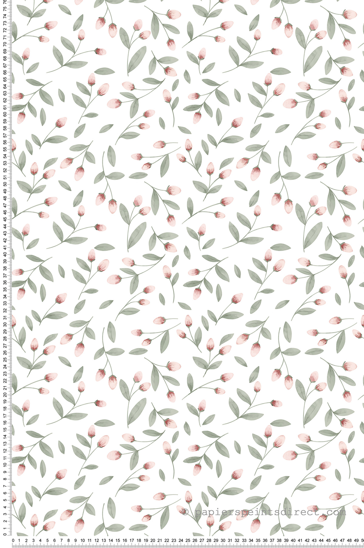 Papier peint enfant Fleuri Jolis Bourgeons rose vert - Papier peint Lilipinso | Réf. LILI-H0784