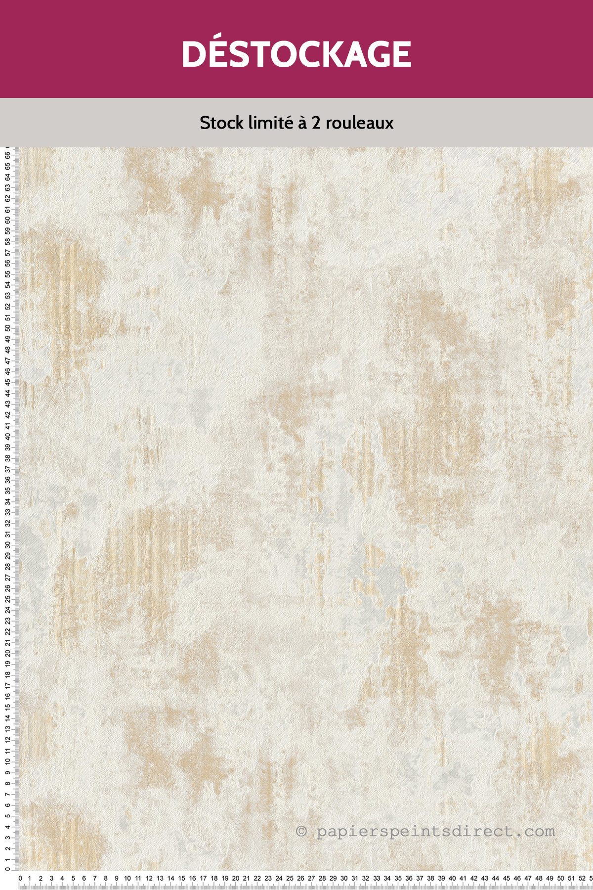 Papier peint Destockage - Effet Béton Argenté et Doré - Materia