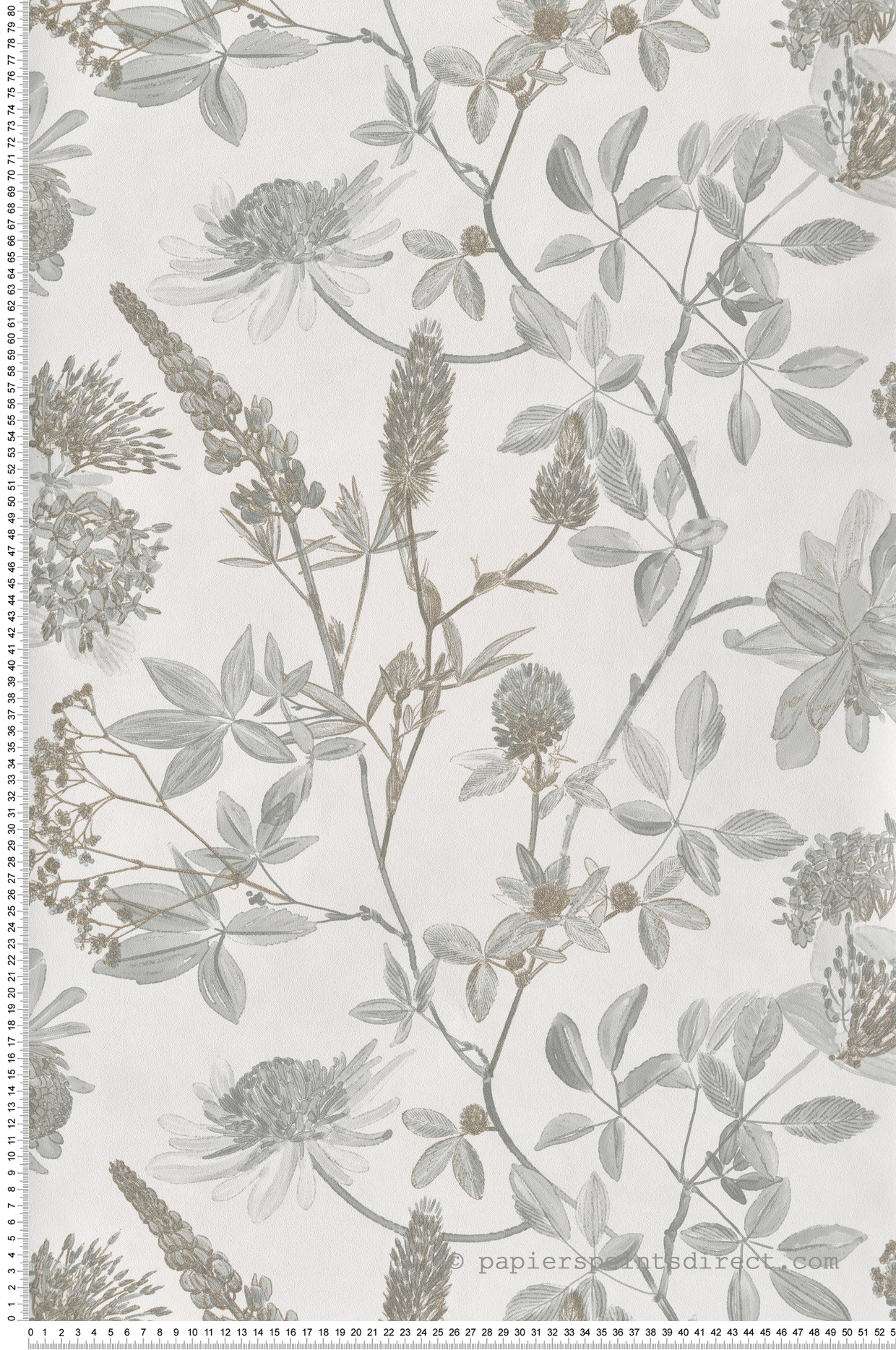 Papier Peint Feuillage Fleuri Aqua céladon doré - Elégance d'Ugépa | Réf. UGP-M45804