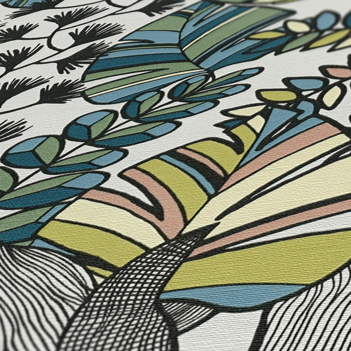 Papier peint Feuillage Arty bleu vert - Antigua d'A.S. Création AMB3 | Réf. SP15947