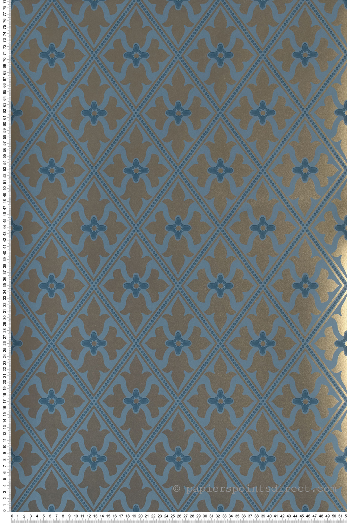 Bayham Abbey bleu canard - Papier peint London Wallpapers IV de Little Greene