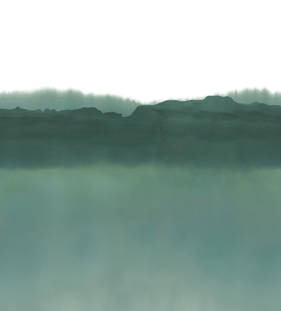 Papier peint Panoramique Montagne Aquarelle Pittore vert - Terra Rossa de Casamance | Réf. CAS-76243466