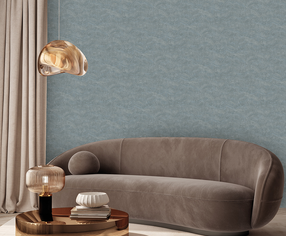 Papier peint Vagues Ondulé Nacré bleu gris - Architexture de Montecolino | Réf. MC-AZ57740