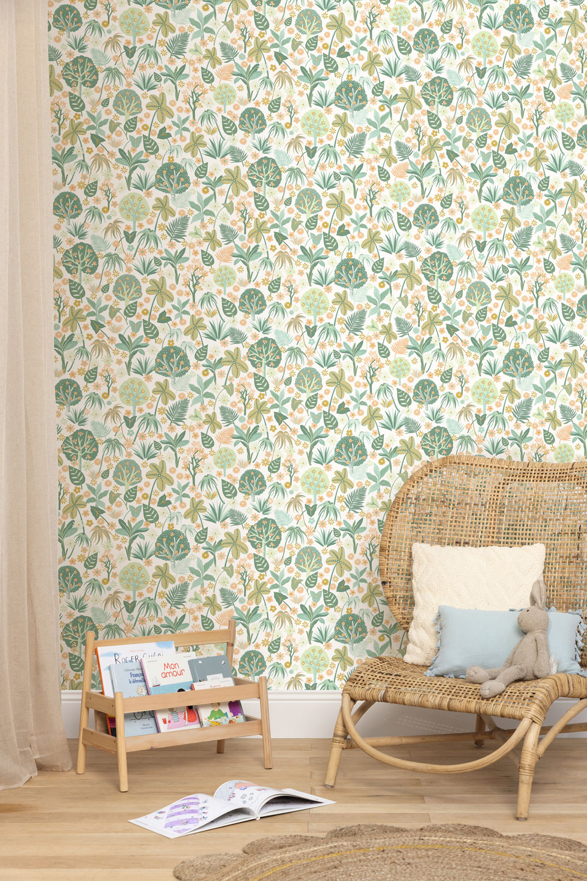 Papier peint Fleur Magic Forest rose vert - Happy Kids Club de Casélio | Réf. HKC107580749