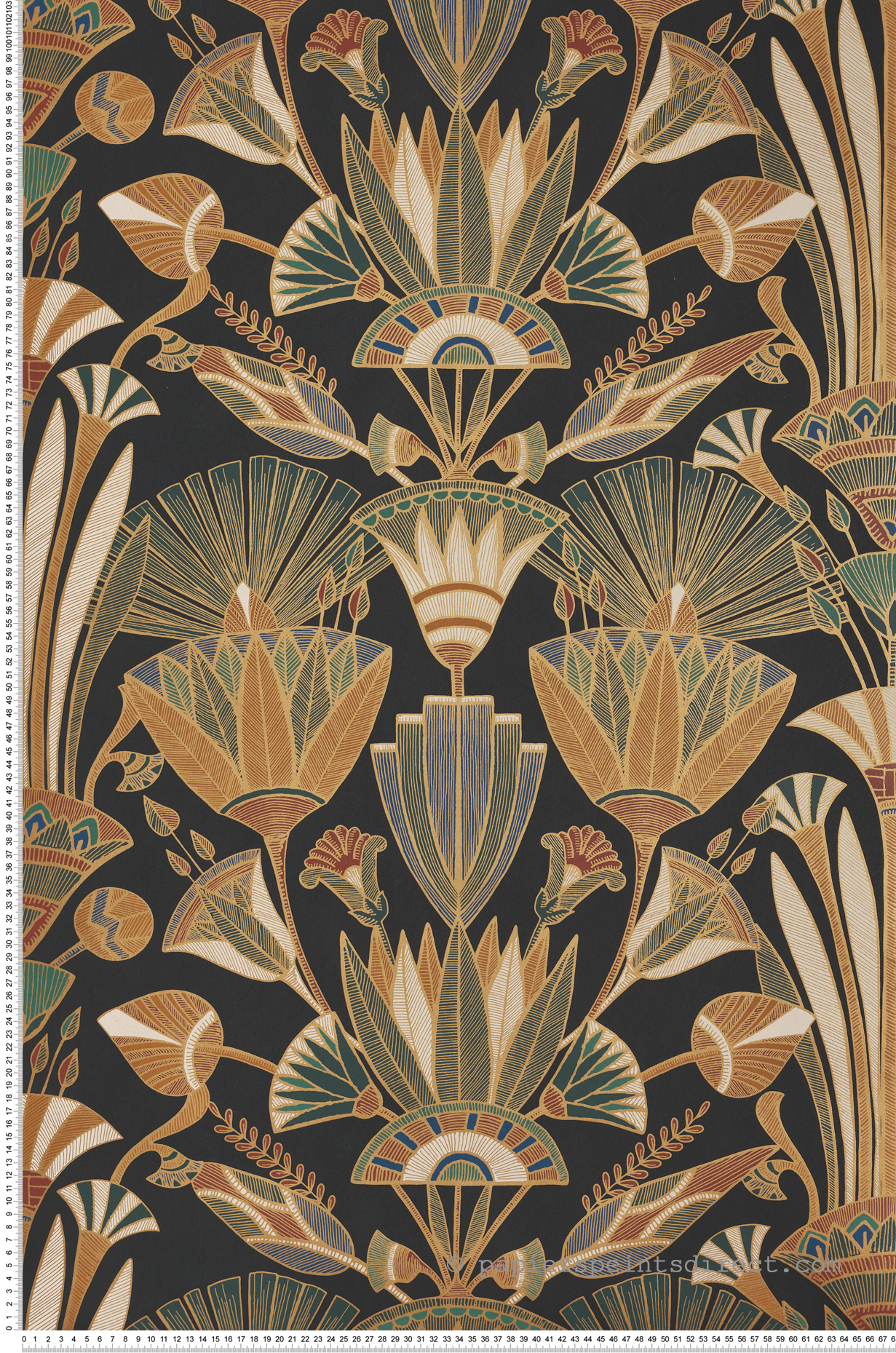 Papier peint Egypte Denderah noir multicolore doré - Bord Du Nil de Casamance | Réf. CAS-76130508