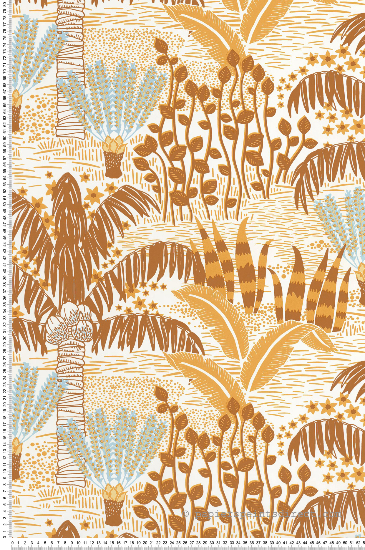 Papier peint Palmier Palmeraie terracotta bleu - L'Epopée de Casélio | Réf. EPO103692060