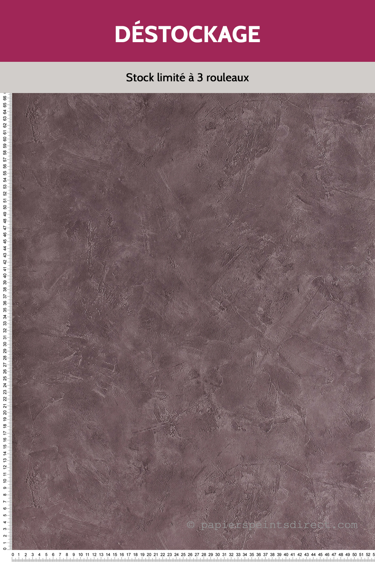 Papier peint Destockage - Effet Béton Violet Glycine - Patine