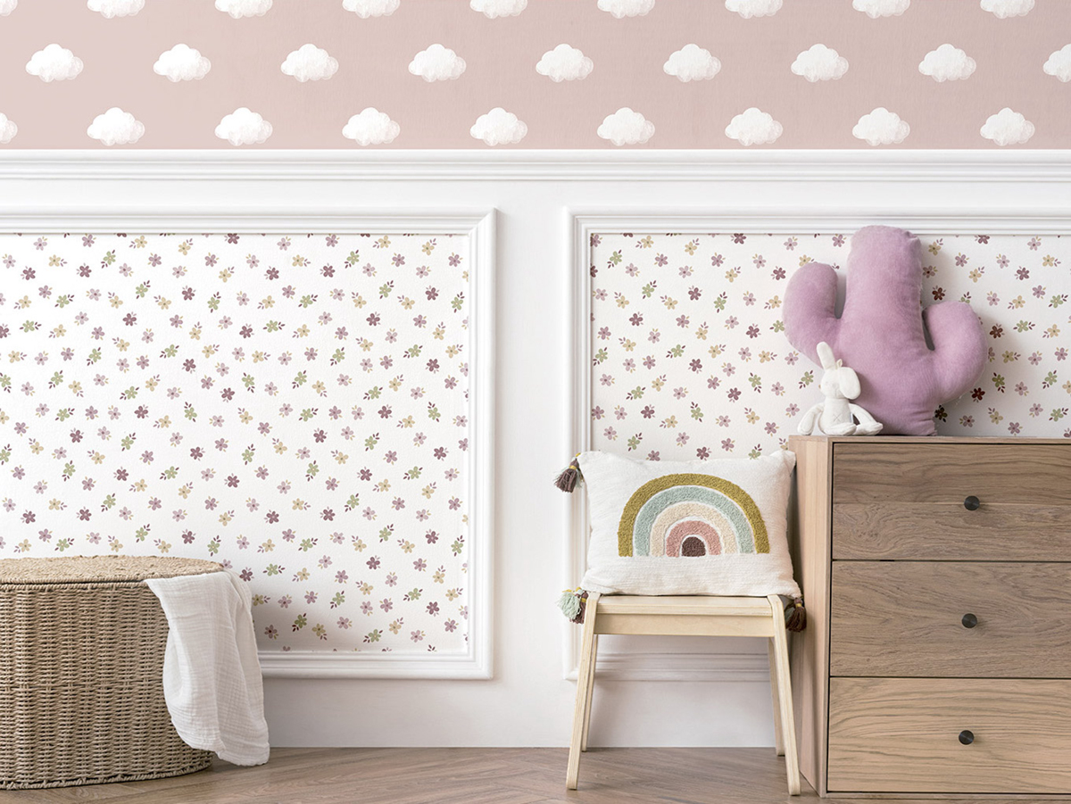 Papier peint Enfantin Nuages rose - Babyland 2 de Lutèce | Réf. LTC-14834