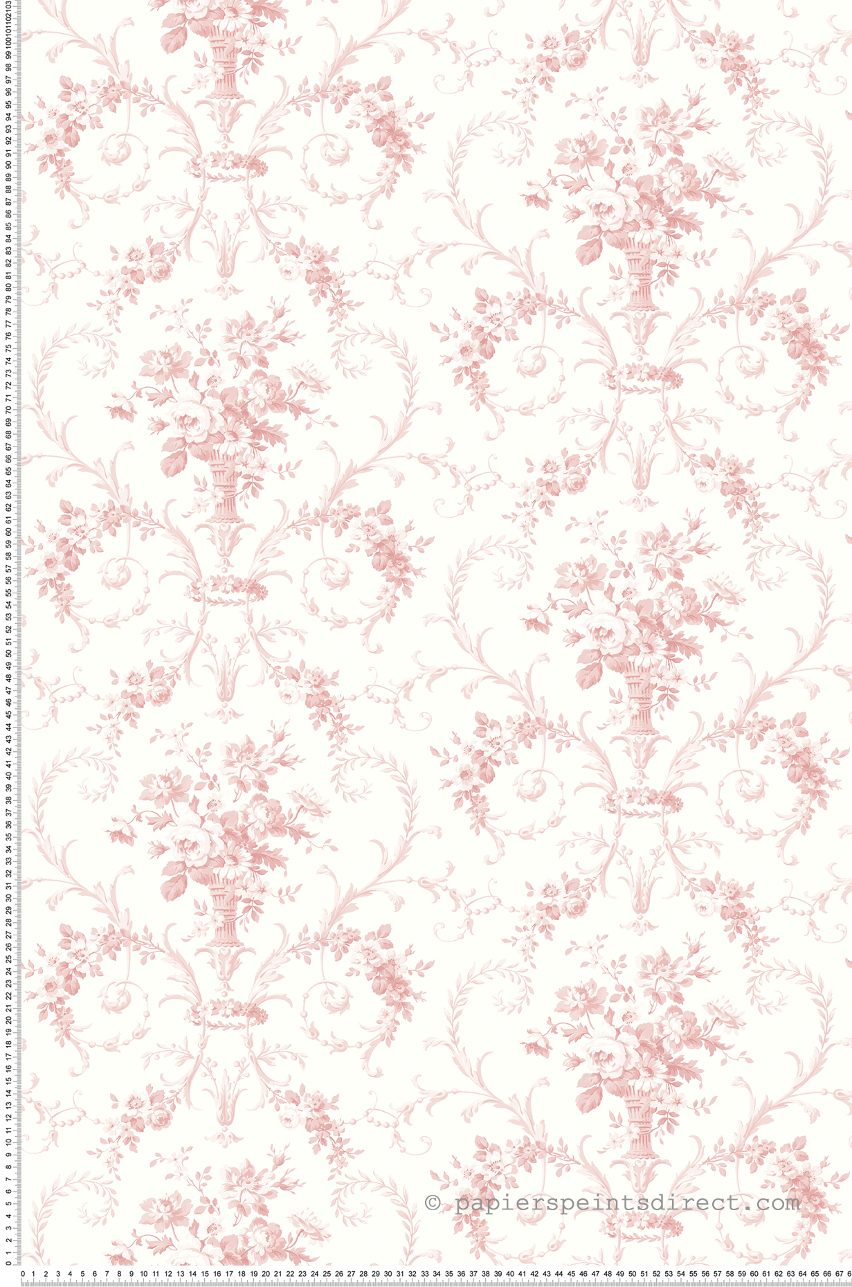 Papier peint Médaillon Ancien Fleuri rose - Alice et Rose de Lutèce | Réf. LTC-VI81201