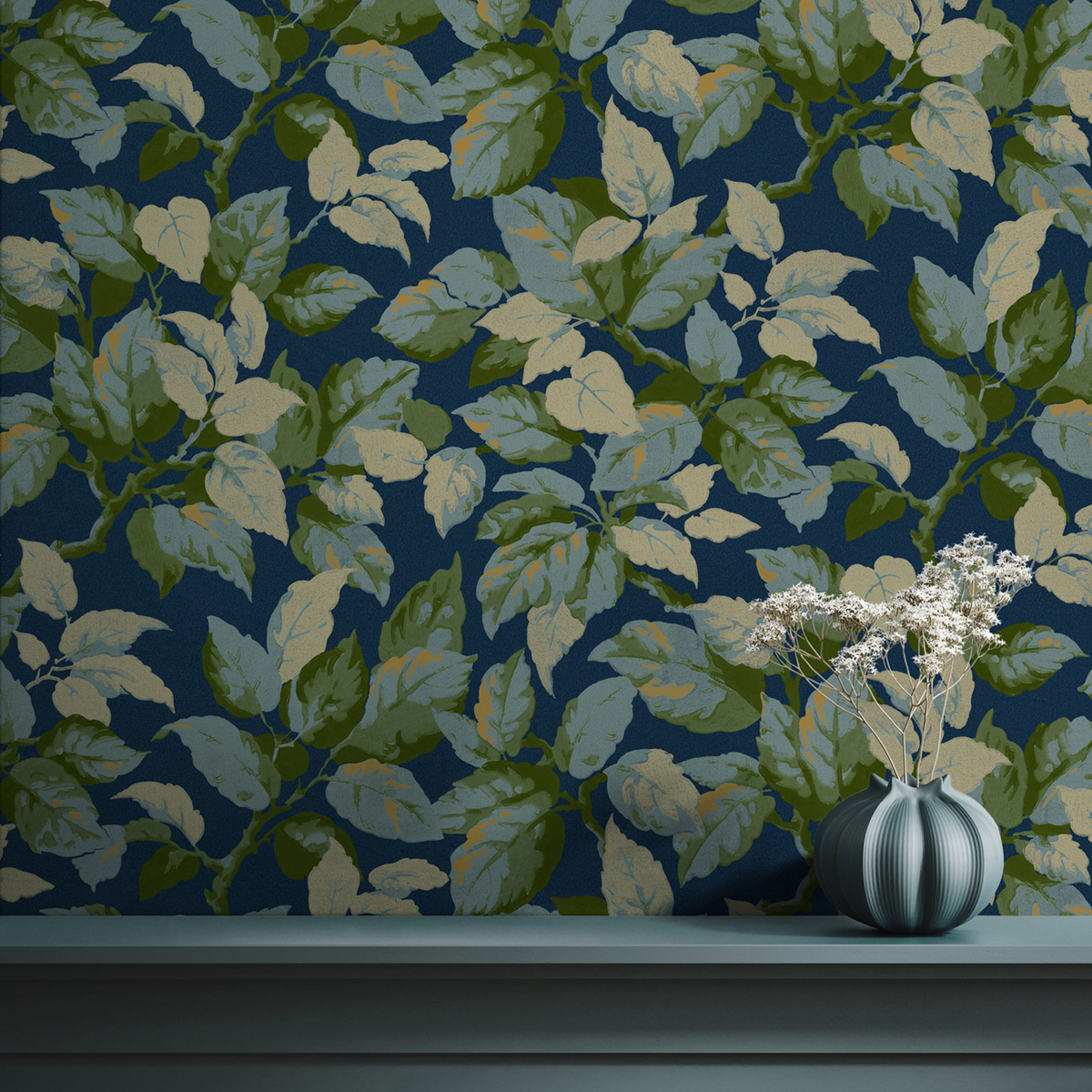 Papier peint Feuillage Canopy bleu marine - Beaux Arts de Lutèce AMB1| Réf. LTC-M1807