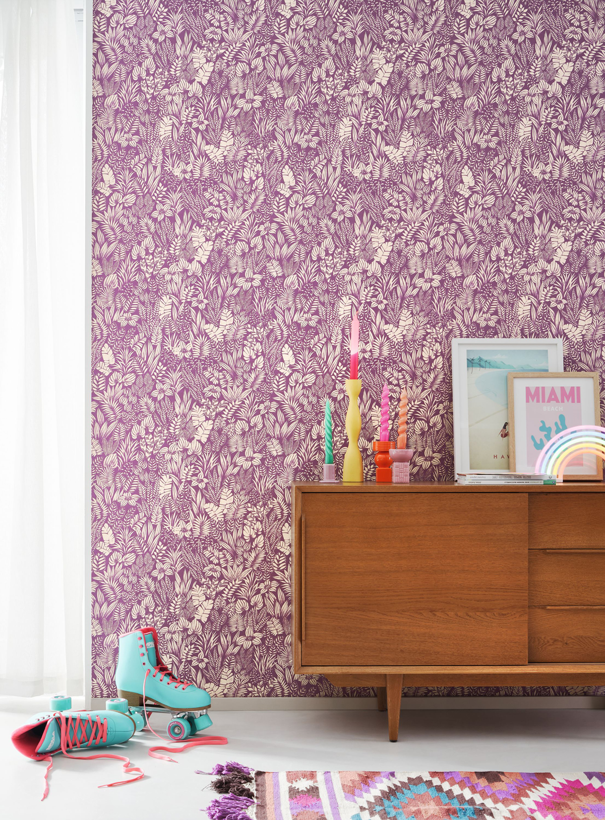 Papier peint Jungle Napa Valley violet écru - California de Casadéco | Réf. CALF88825454