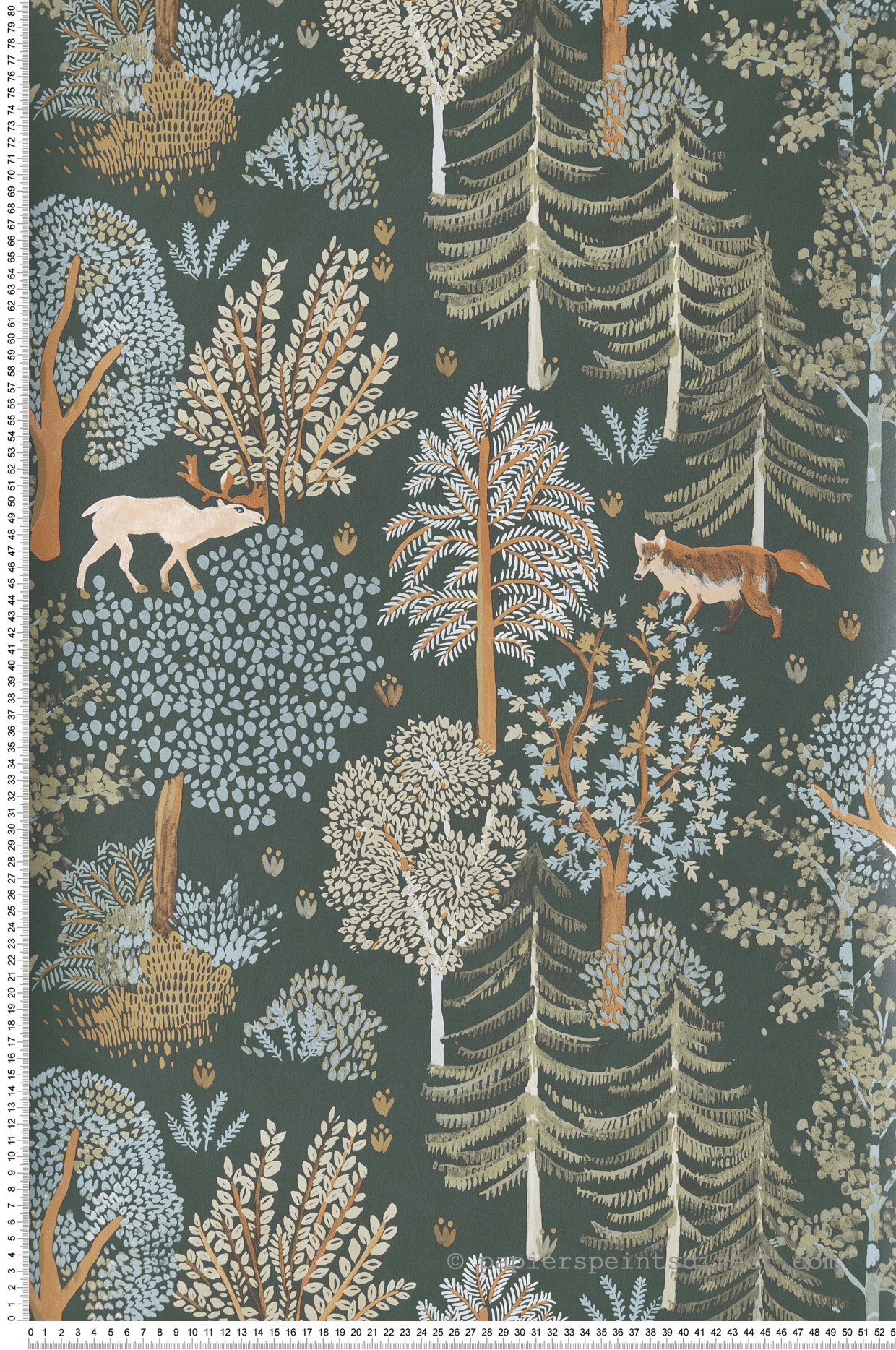 Papier peint Renard en Forêt Vert - La Forêt de Casélio | Réf. FRT102937726