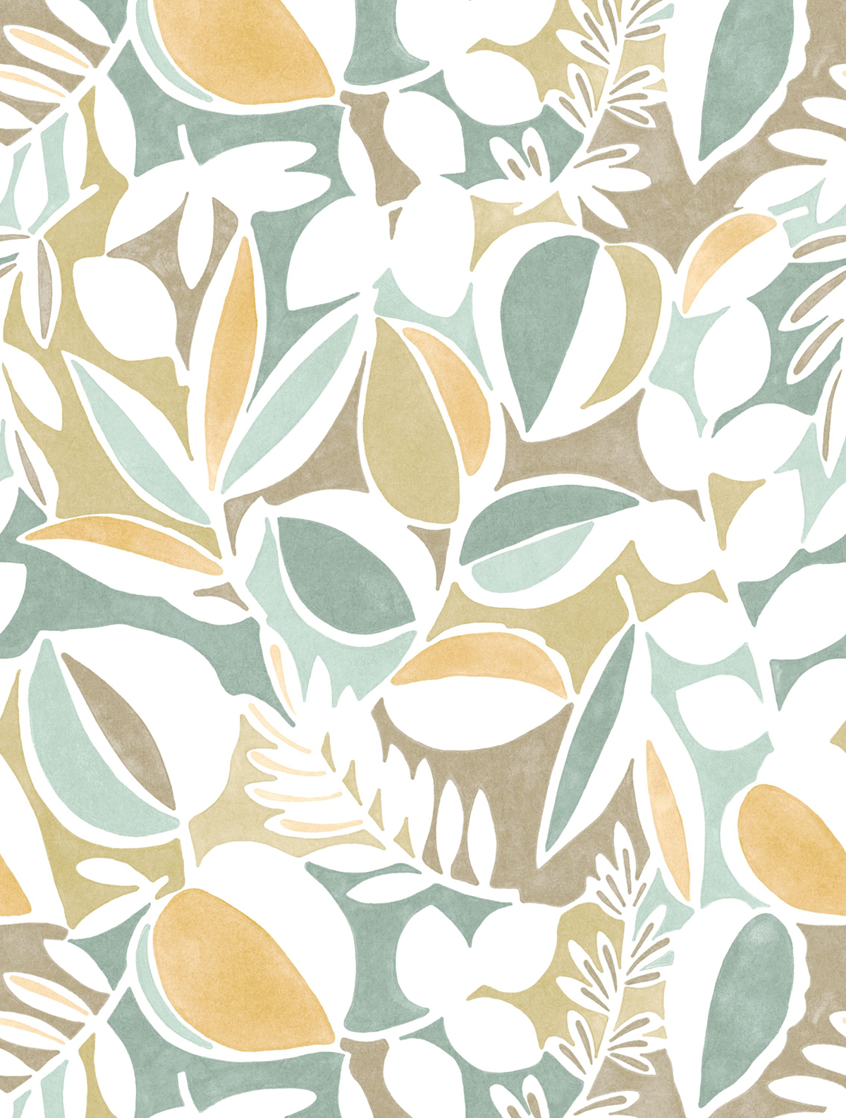 Papier peint panoramique Feuille Place Des Lices Bleu Olive M 210X280 - Echappée Belle de Casadéco | Réf. ECHA89883717