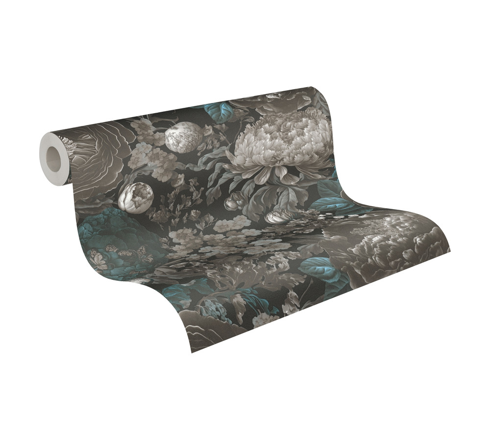 Papier peint Fleur Vintage Papillon bleu gris - Metropolis Michalsky 6 de Livingwalls ROLL | Réf. AS-399792