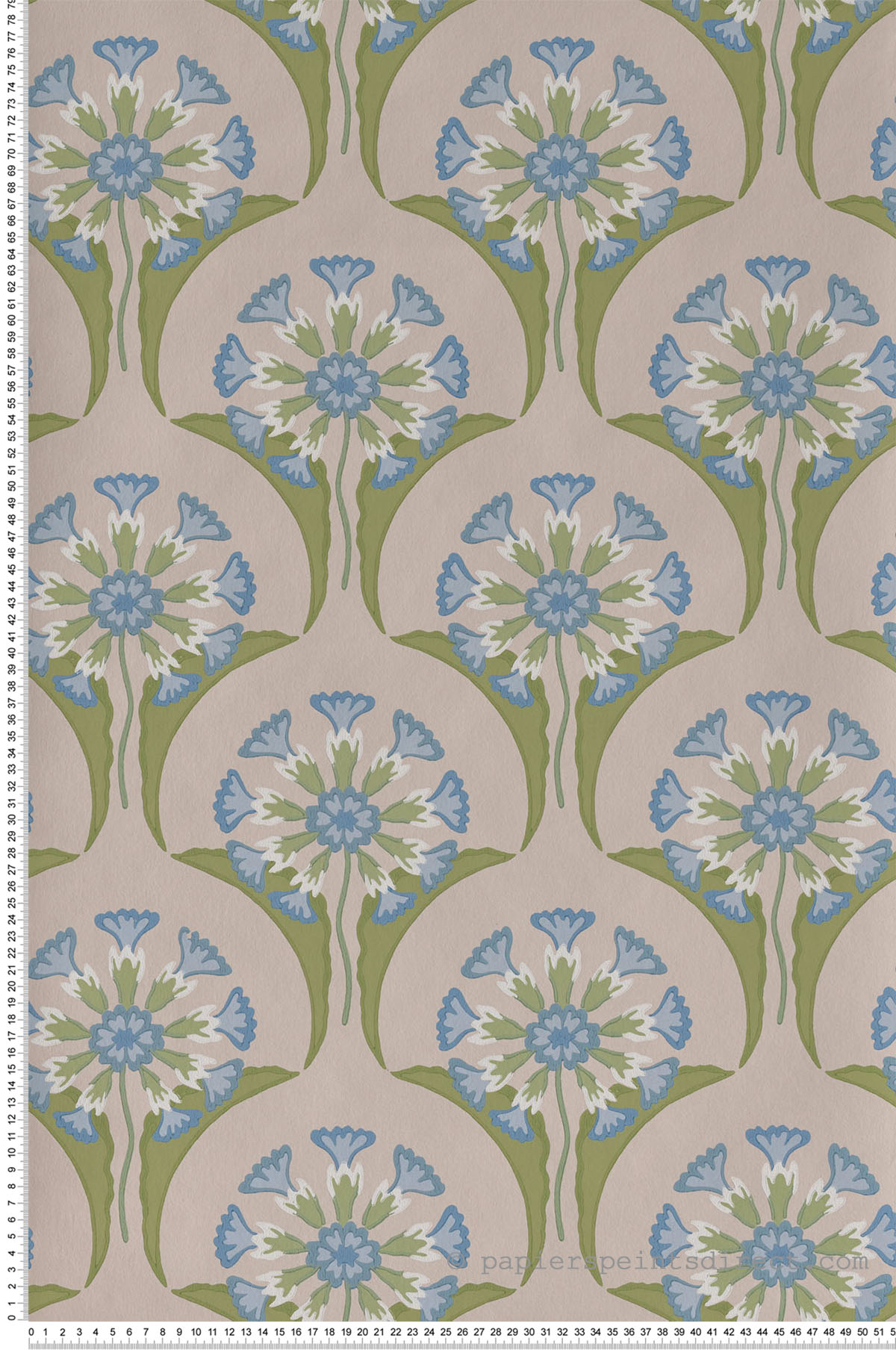 Papier peint fleuri Hencroft Blue Primula - National Trust Papers de Little Greene | Réf. 0245HEBLUEP