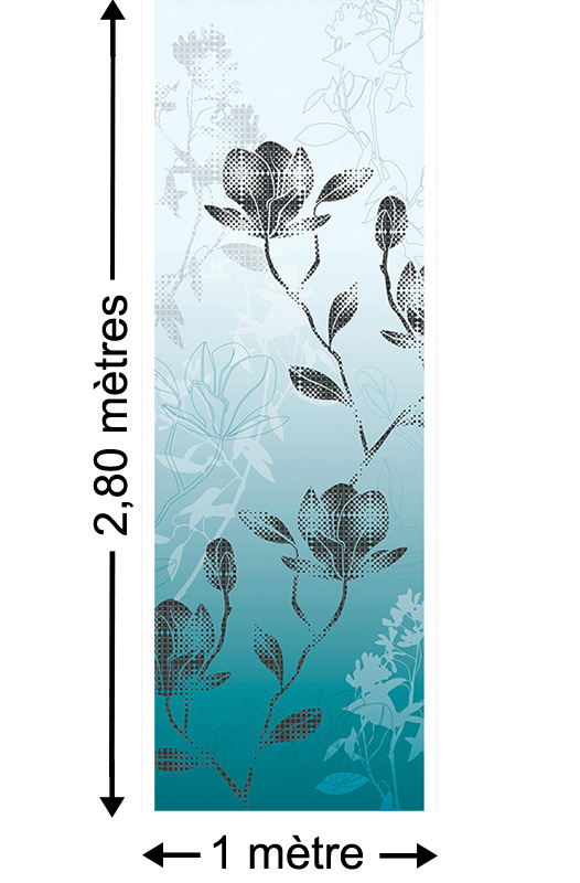 Mystic blossoms, Bleu - Papier peint lé unique