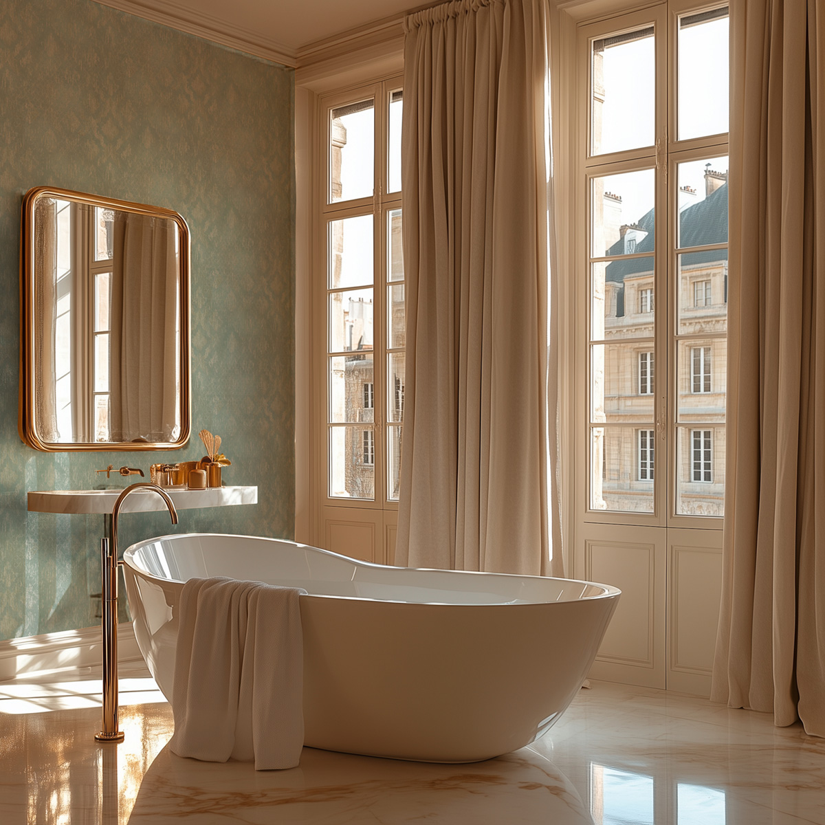 Papier peint Baroque Chic Versailles vert amande doré - Metropolitan Stories 4 Hot Spots d'A.S. Création | Réf. AS-786725