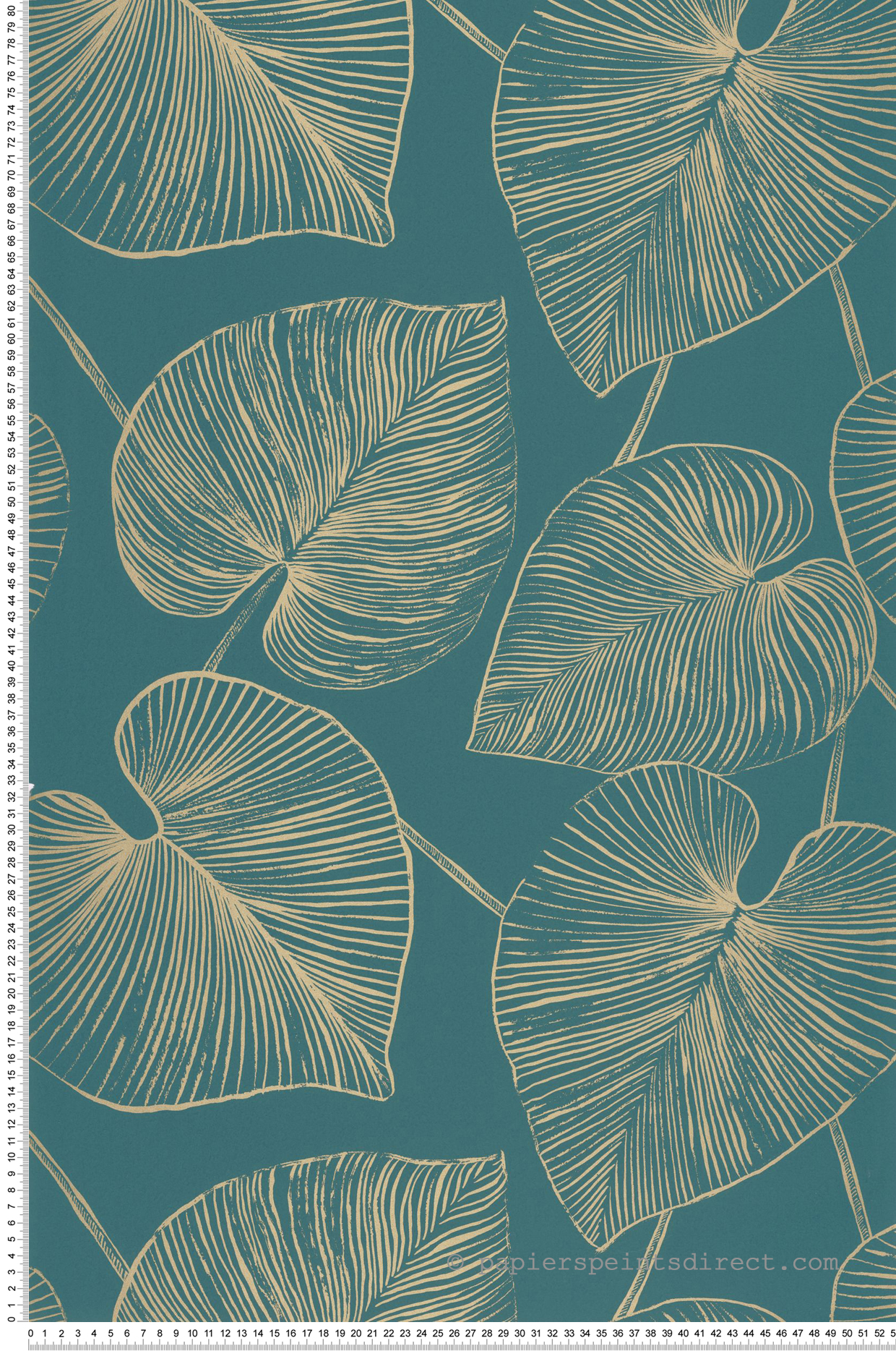 Papier peint Feuille Magistral bleu canard doré - XXL de Casélio | Réf. XXL104536024